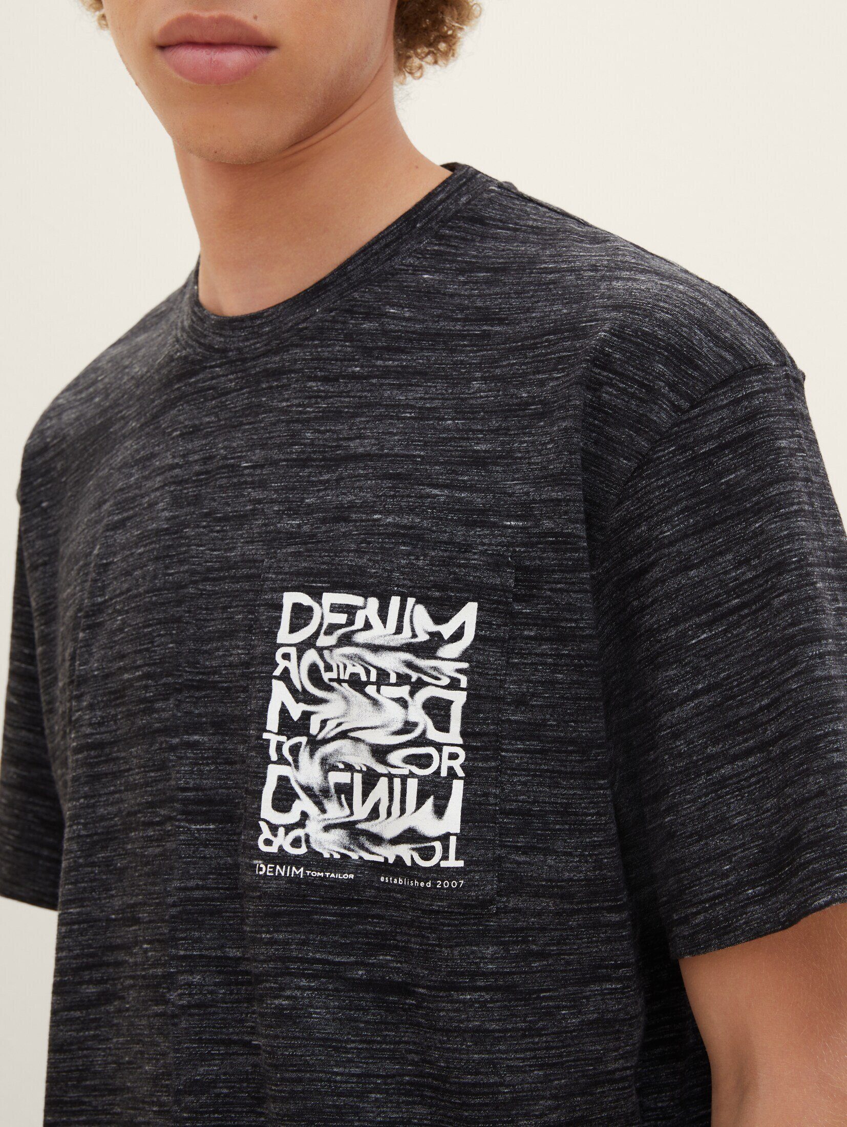 in Denim black space TAILOR TOM Optik Melange T-Shirt new T-Shirt dye