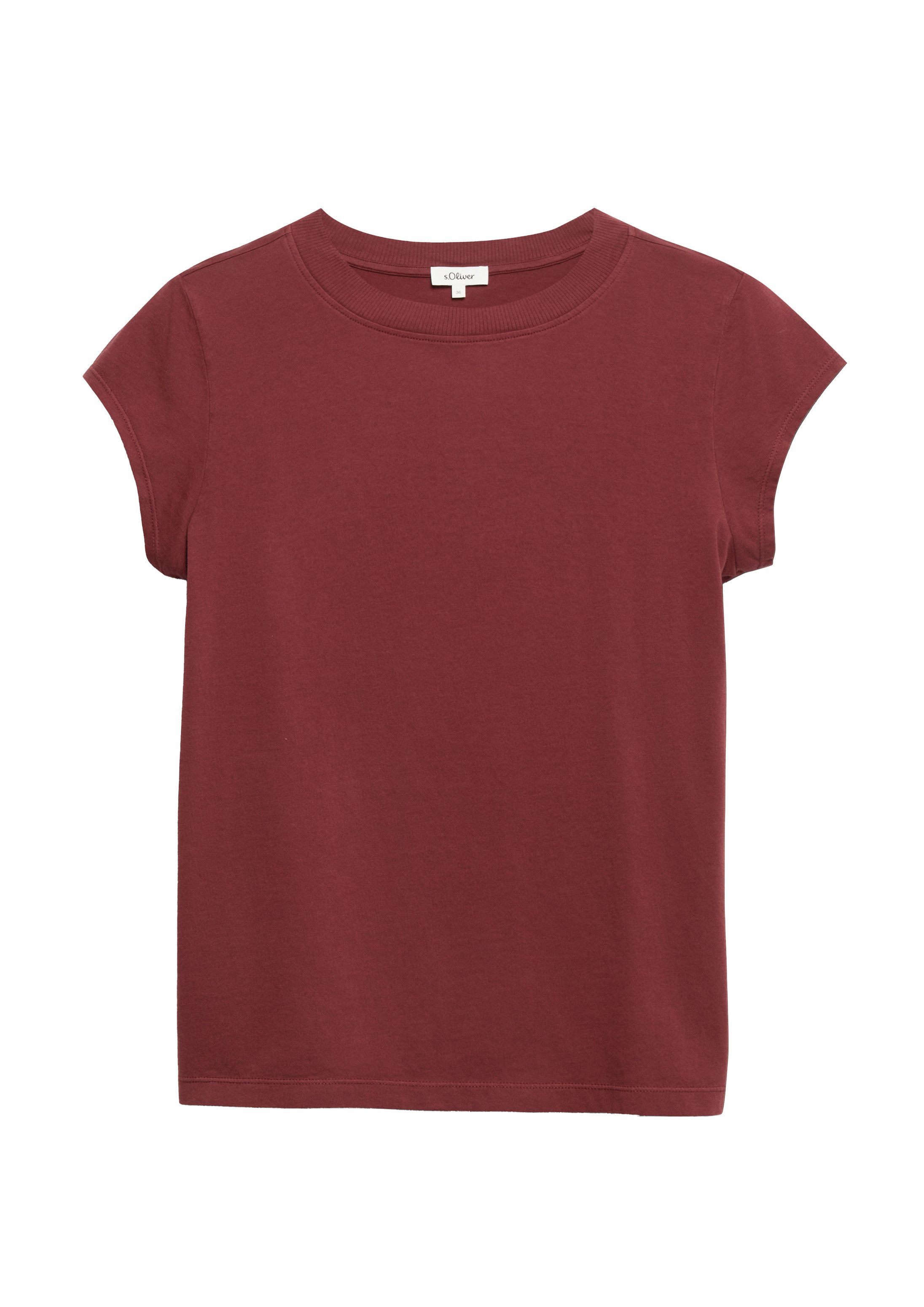s.Oliver Kurzarmshirt T-Shirt Baumwollshirt mit Rundhalsauschnitt und Garment Dye