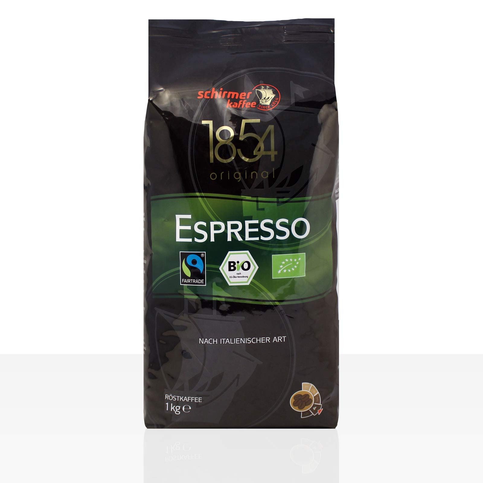 SCHIRMERKAFFEE Kaffee Schirmer 1854 TransFair Espresso Bio Fairtrade - 1kg Kaffeebohnen
