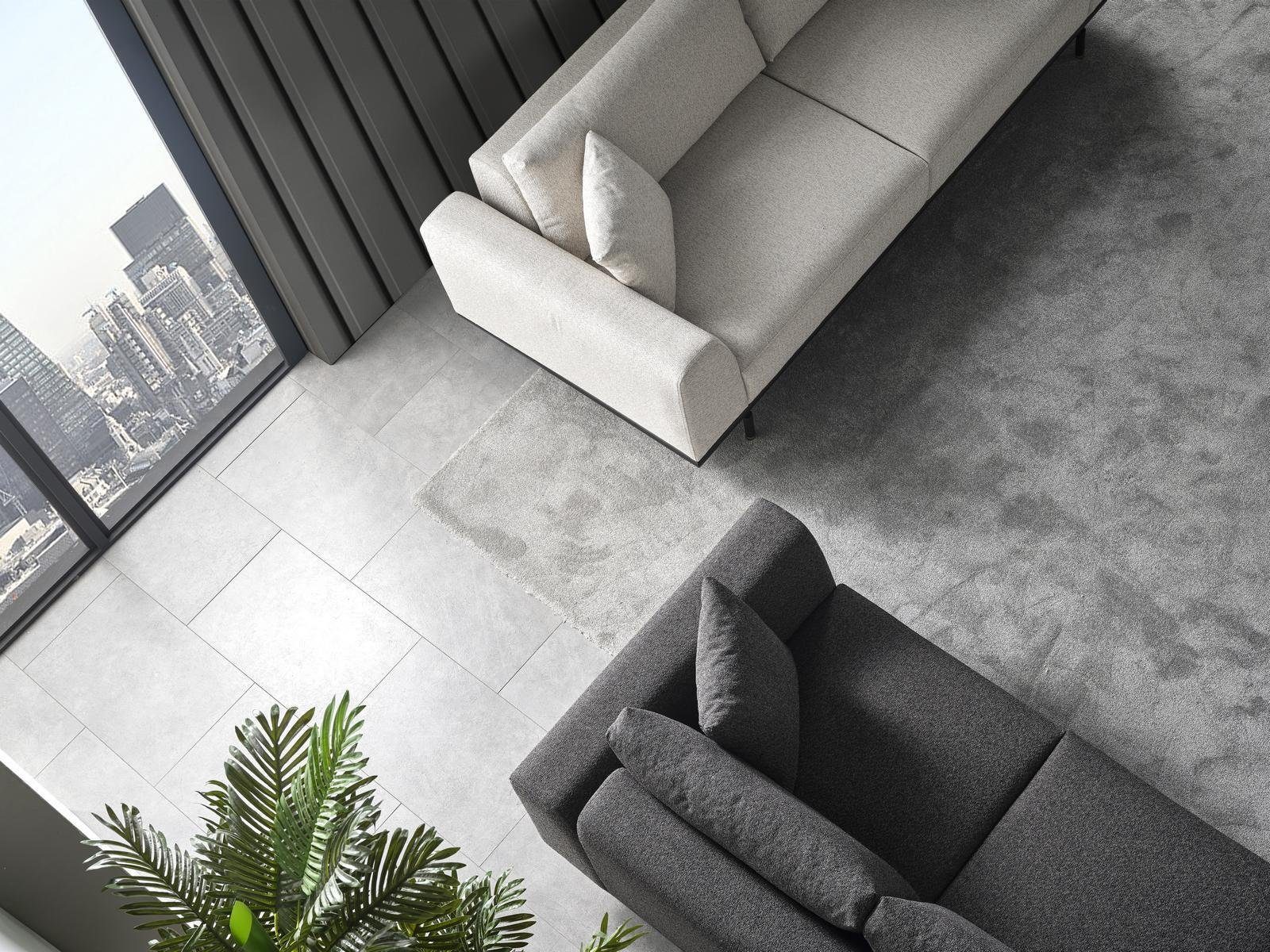 JVmoebel Sofa Sofas Sitzer Dreisitzer Design Made Weiß Teile, 3 Stoff, Sofa Modern 1 in Europa