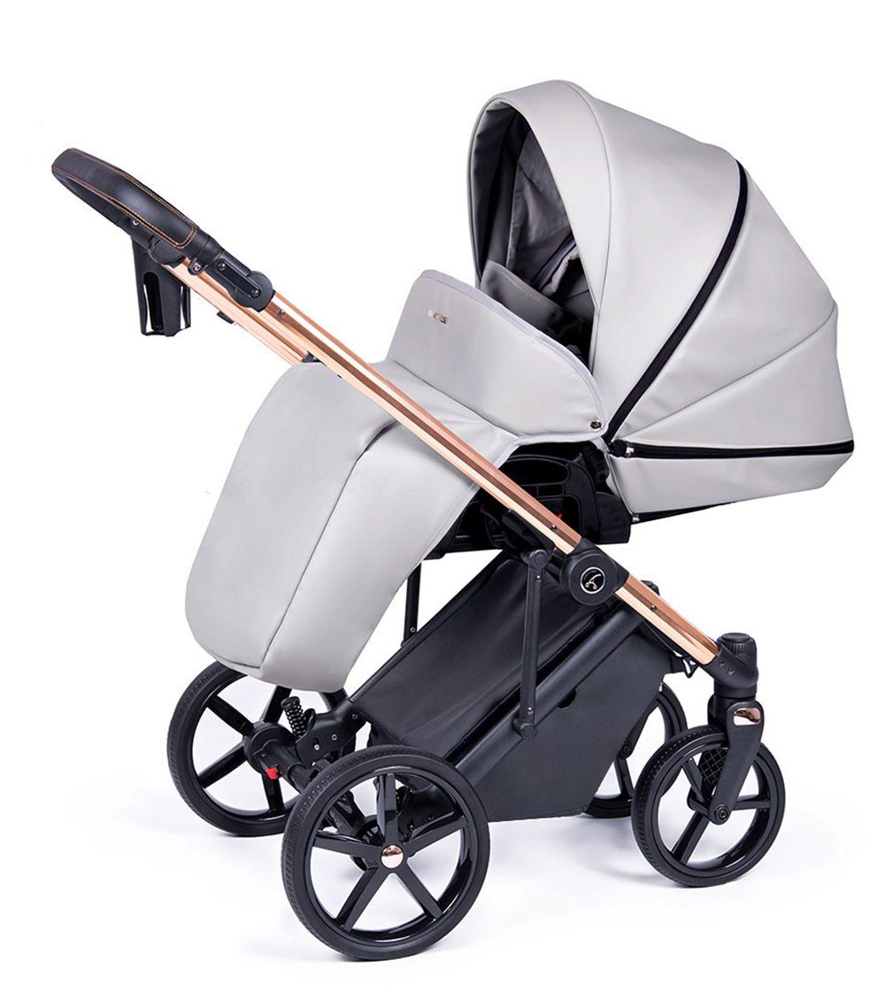 Hellgrau 1 babies-on-wheels - Kombi-Kinderwagen - 14 Kinderwagen-Set = schwarz Gestell Fado Eco 2 in Designs in 21 Teile