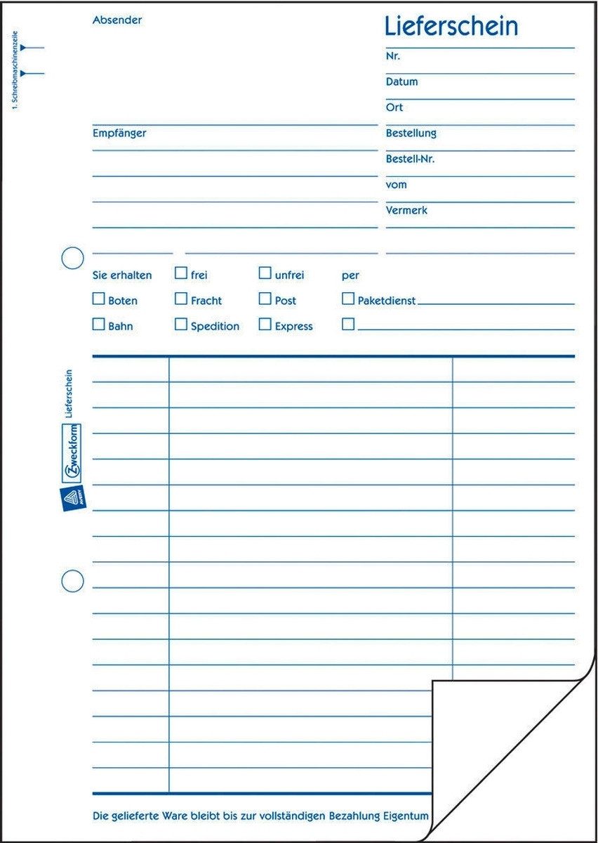 Formularblock Formularbuch Lieferschein A5 VE=2x50 Blatt