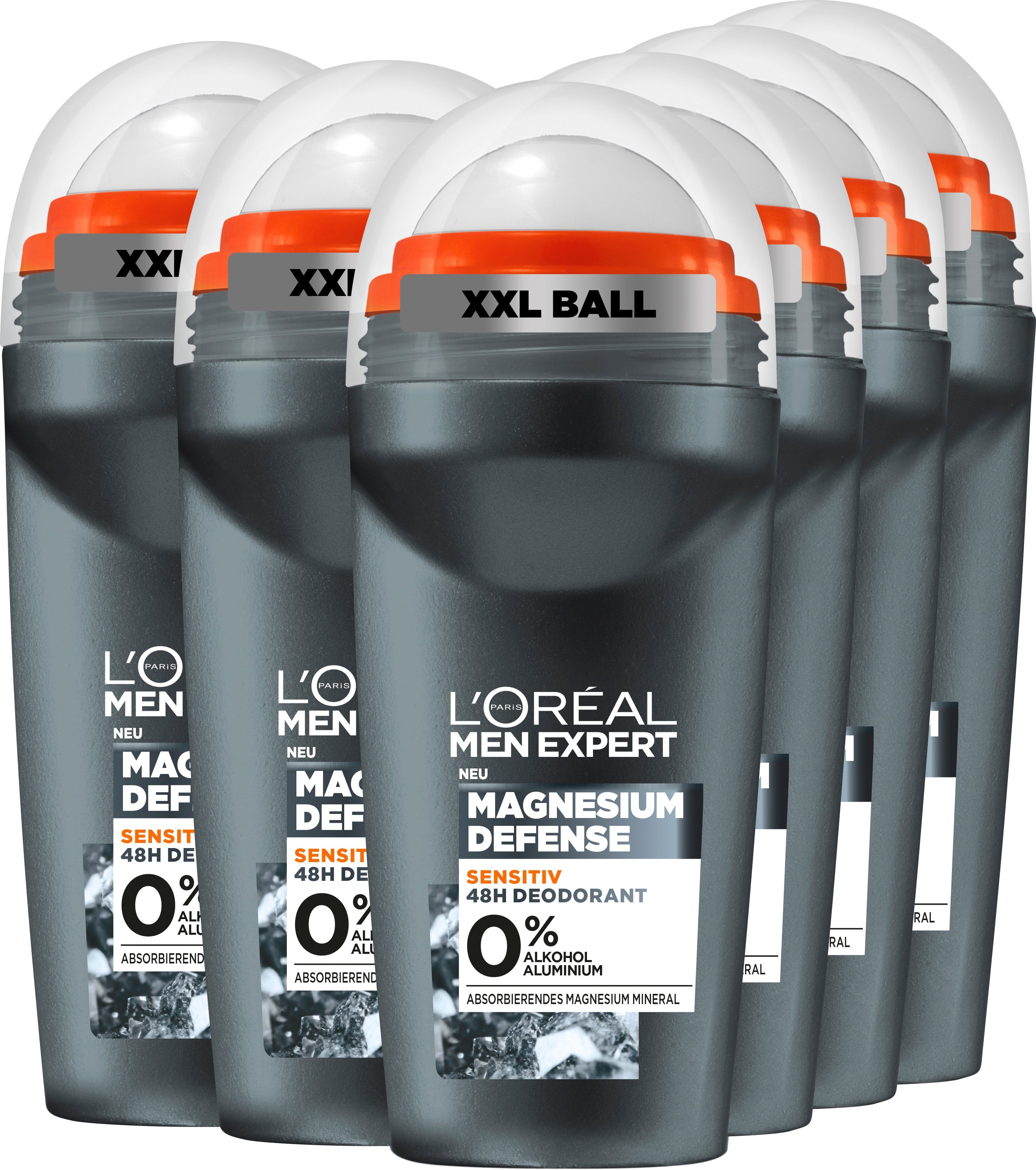 L'ORÉAL PARIS MEN EXPERT DeoRoller »Magnesium Defense«, Packung, 5+1