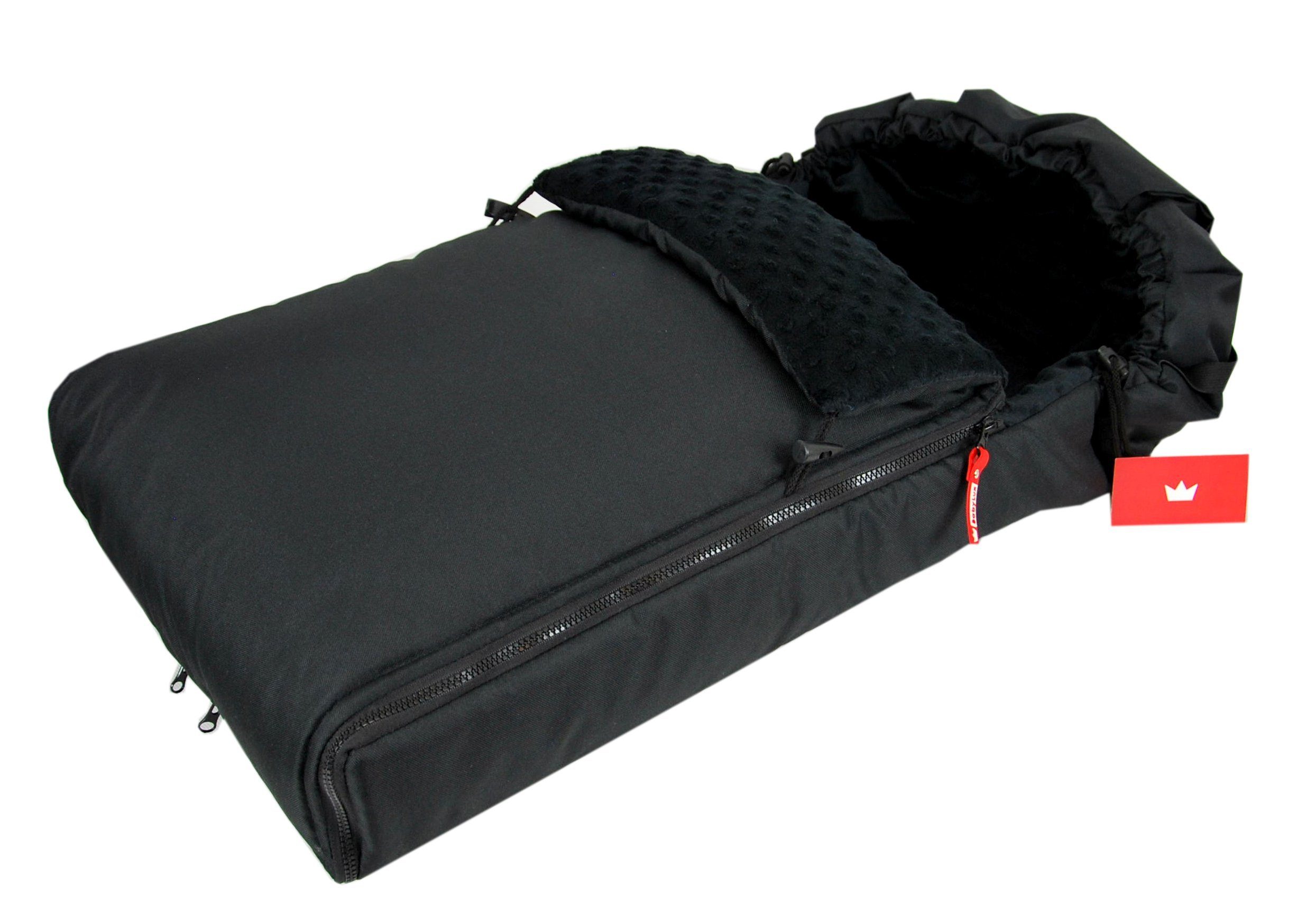 BabyLux Fußsack BABYLUX Fußsack MINKY Kinderwagen Buggy Fleece Babyschale Thermo, Schwarz + Schwarz