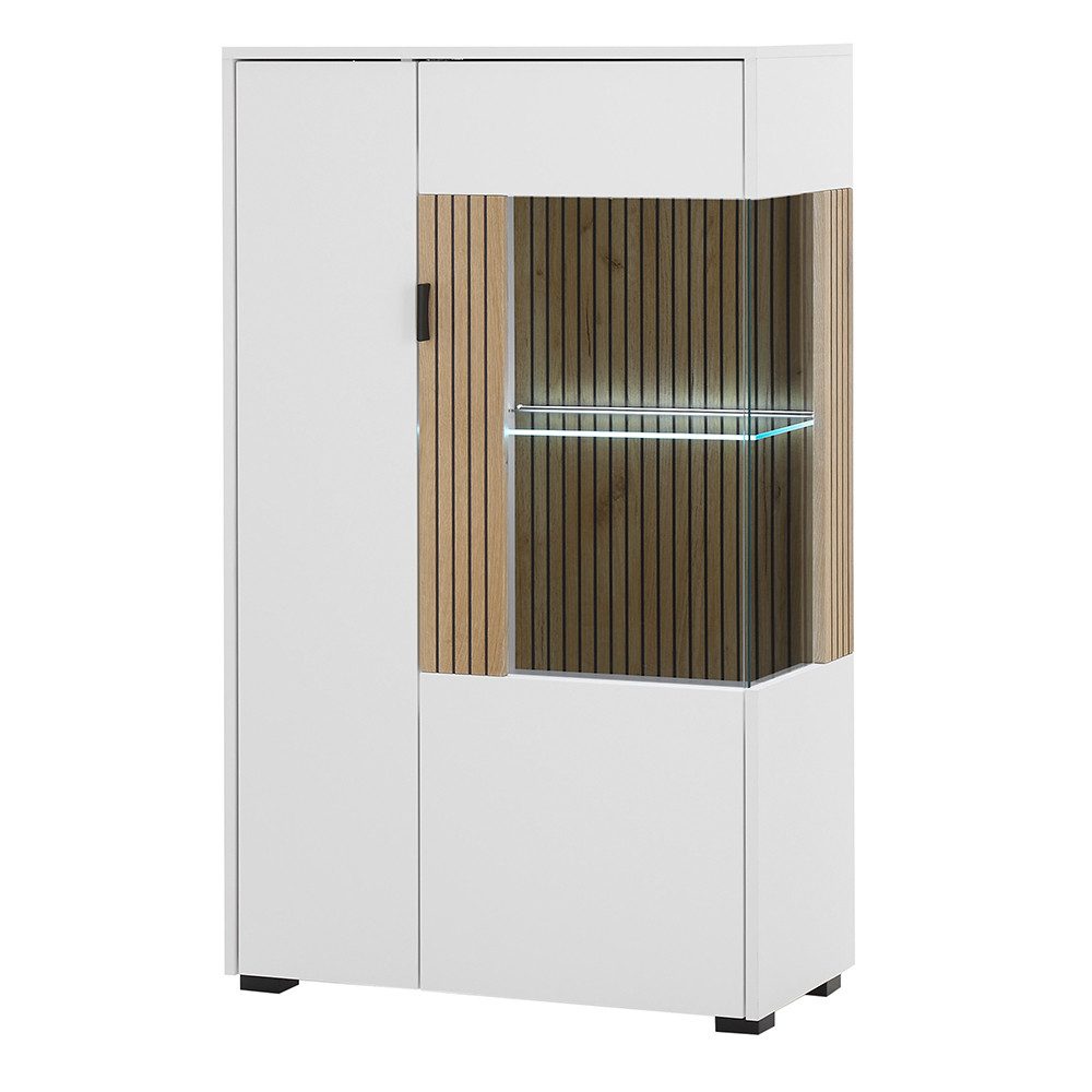 Lomadox Highboard HUNTER-61, weiß matt Eiche günstig online kaufen