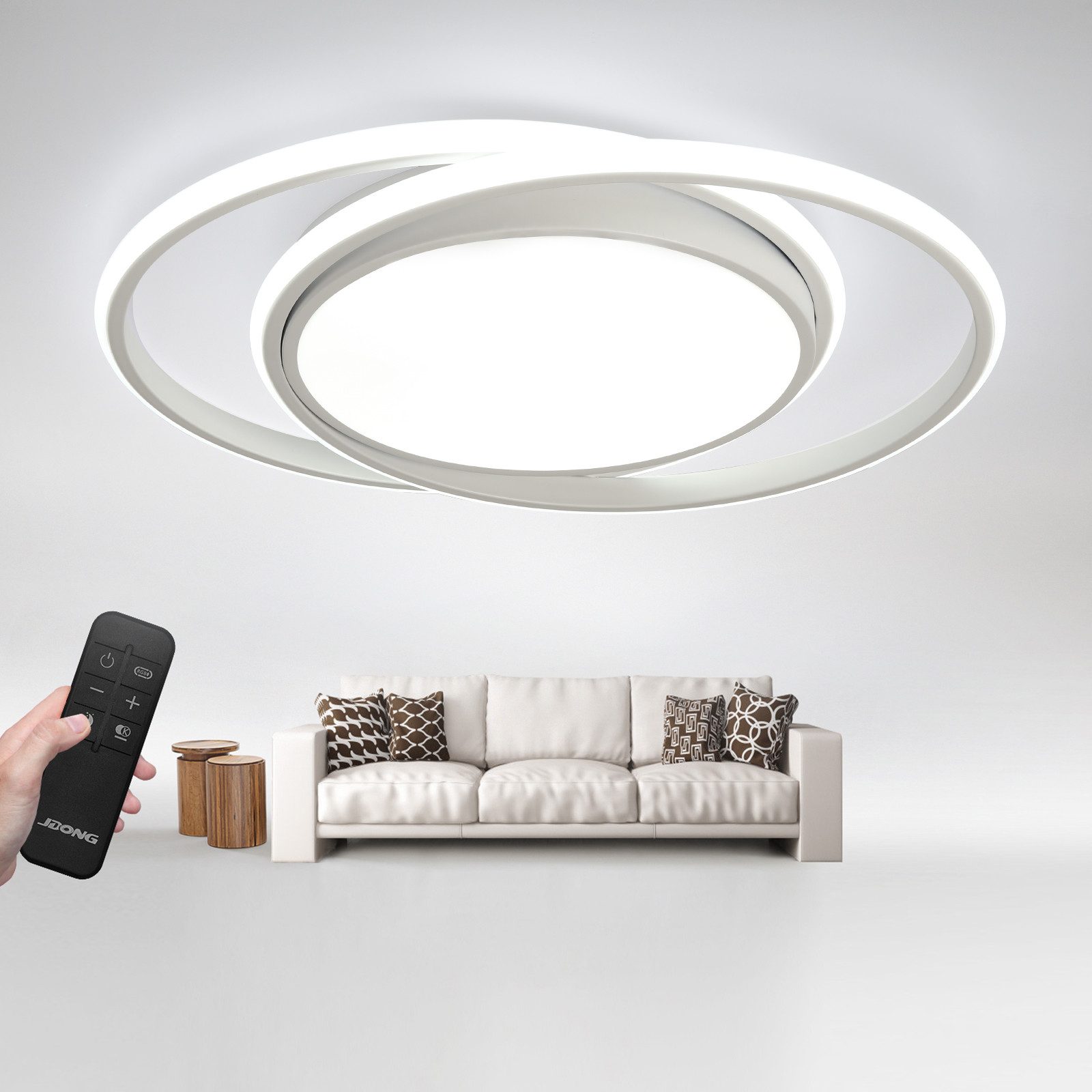 JDONG LED Deckenleuchte Flach Rund Weiß Deckenlampe 24W/36W/54W, Durchmesser 30CM/40CM/50CM, Dimmabr 3000-6000K, LED fest integriert, 3000K Warmweiß, für Schlafzimmer Küche Keller Balkon Büro Wohnzimmer