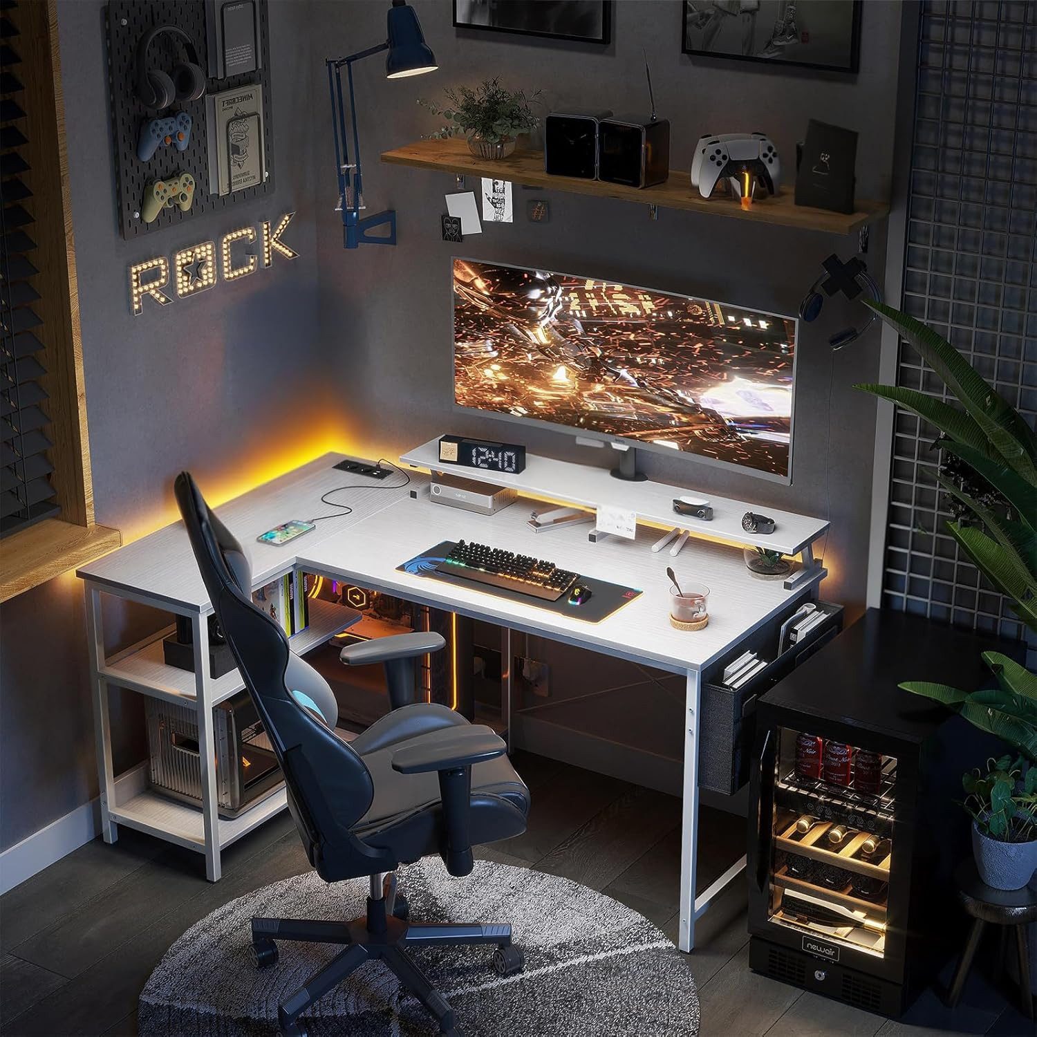 ODK Schreibtisch L Form, Eckschreibtisch mit USB-Ladeanschluss (1-St), für günstig online kaufen