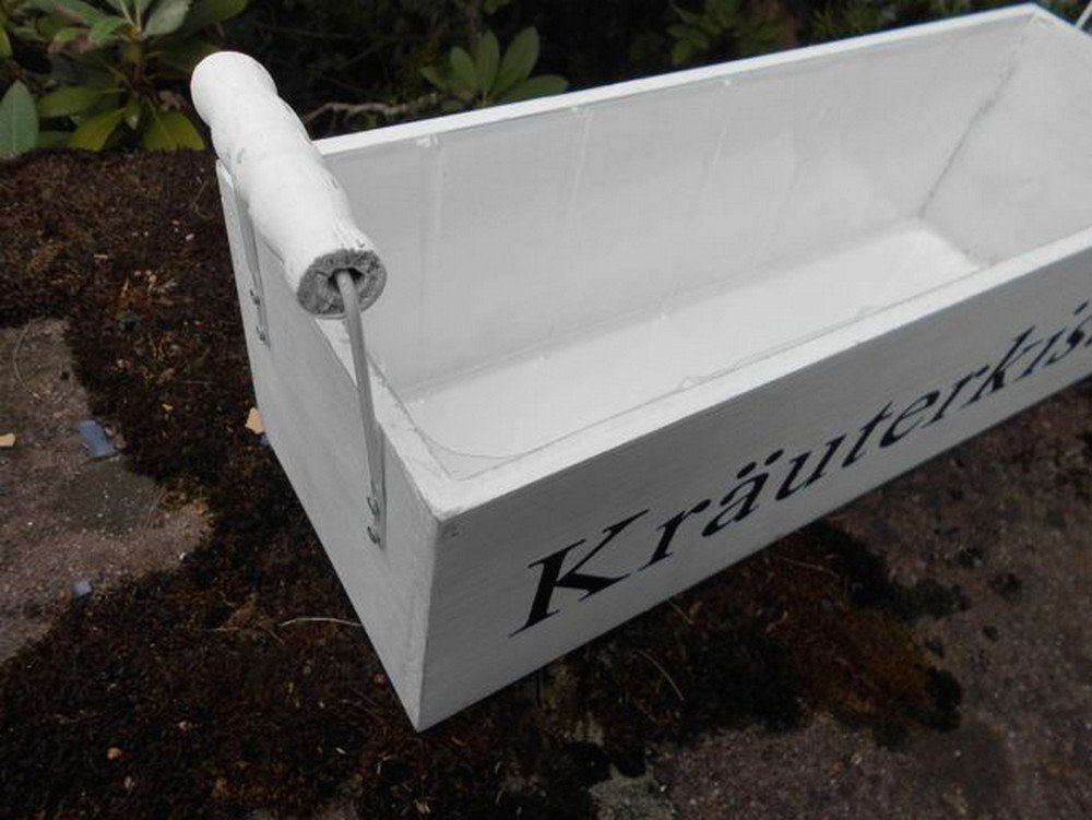 Deko-Impression Kräutertopf Kräuterkiste Kräutergarten Blumentopf Pflanzkiste Holz weiss 39 cm (1 St)