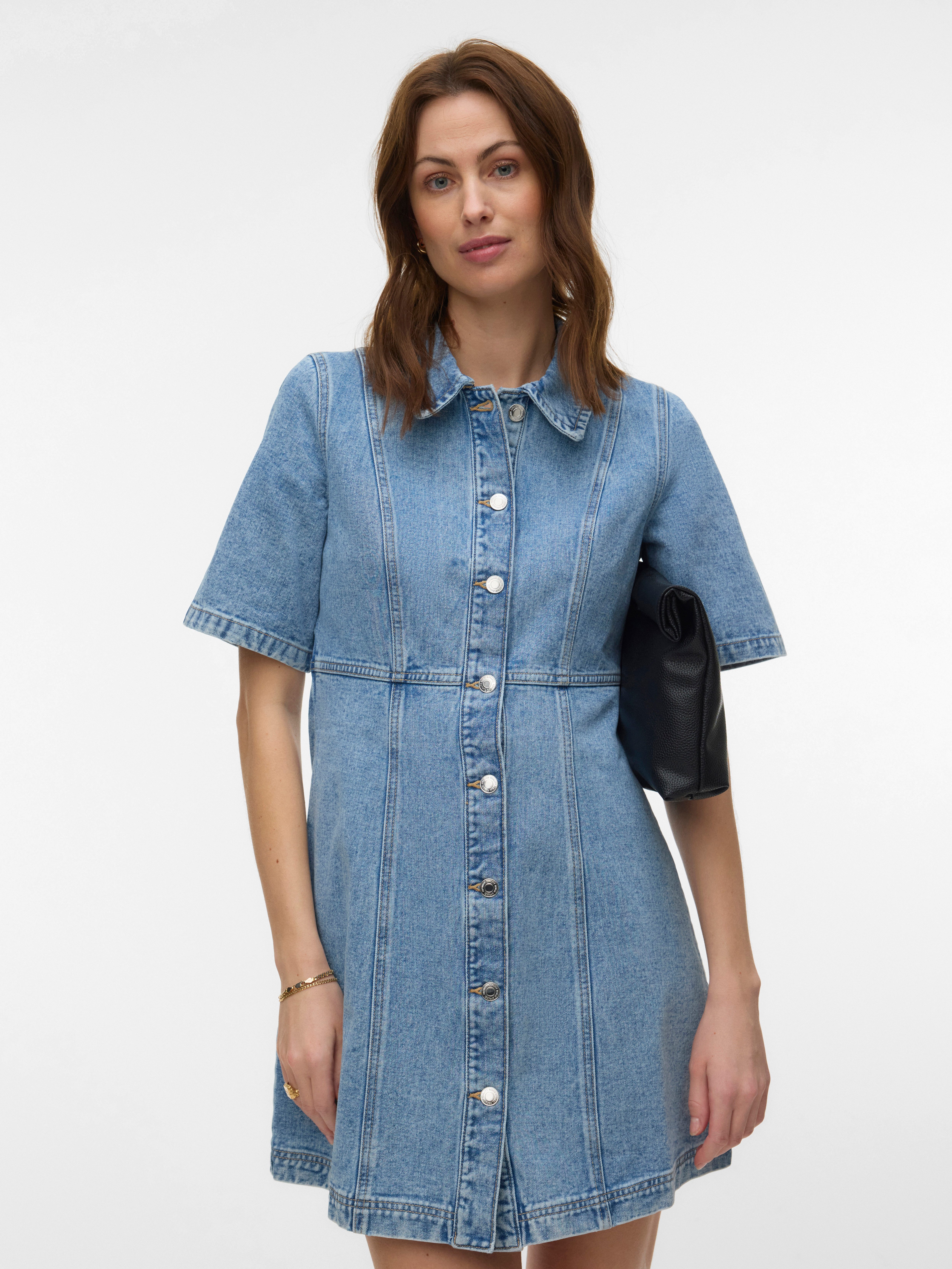 Vero Moda Jeanskleid VMDAISY 2/4 SHORT DENIM DRESS NOOS Baumwolle