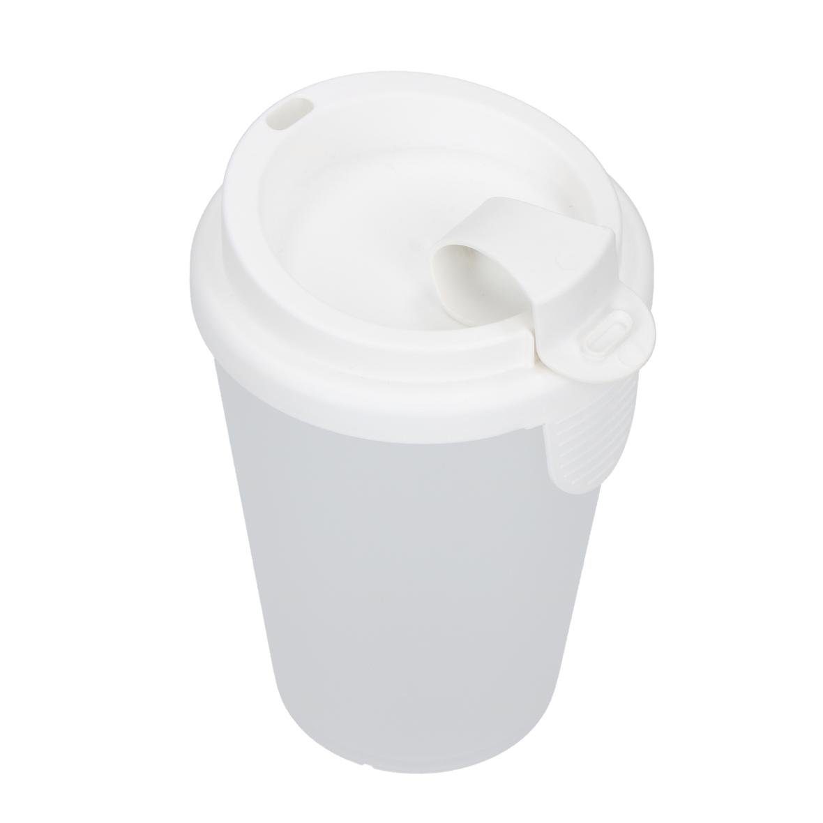 elasto Becher Trinkbecher 0,4 L Kaffeebecher mit Deckel aus Kunststoff in Weiß, BPA-frei, Mehrwegbecher, Langlebig, Wasserbecher, Made in Germany