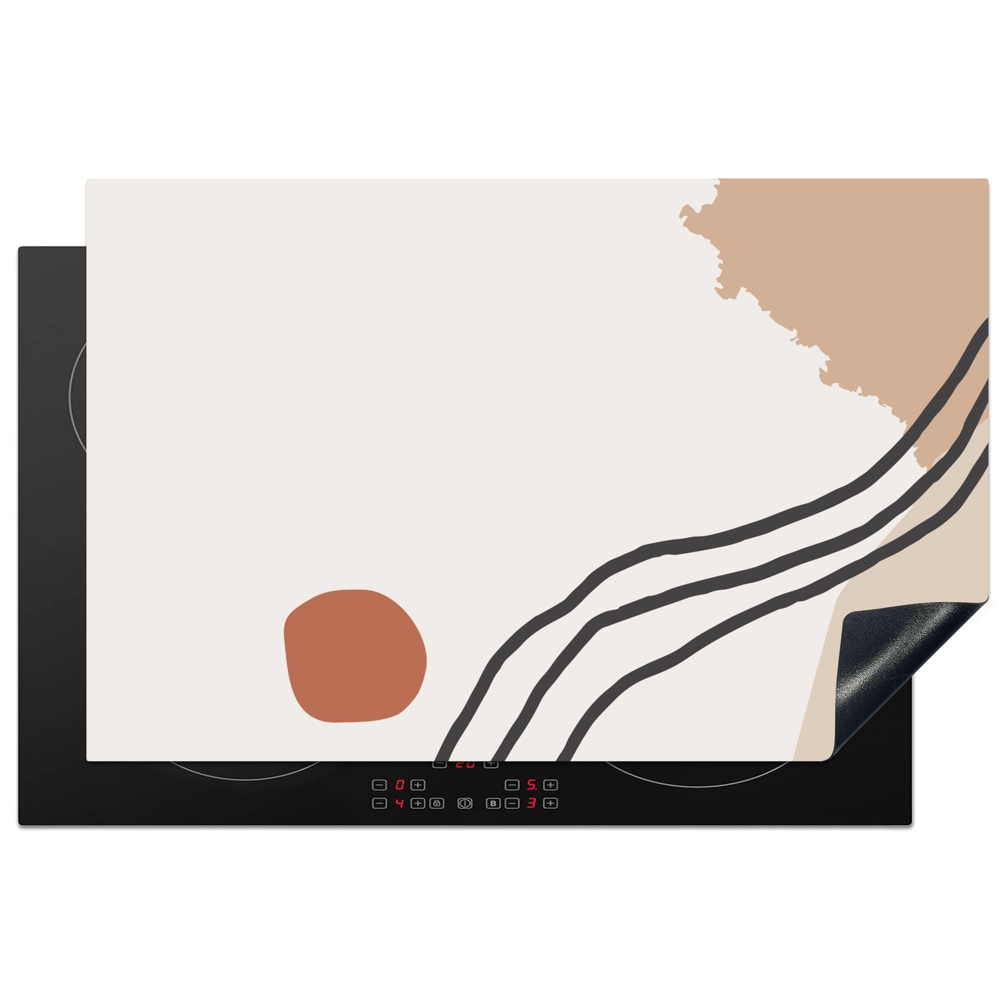 MuchoWow Herdblende-/Abdeckplatte Sommer - Abstrakt - Schwarz - Orange, Vinyl, (1 tlg), 81x52 cm, Induktionskochfeld Schutz für die küche, Ceranfeldabdeckung