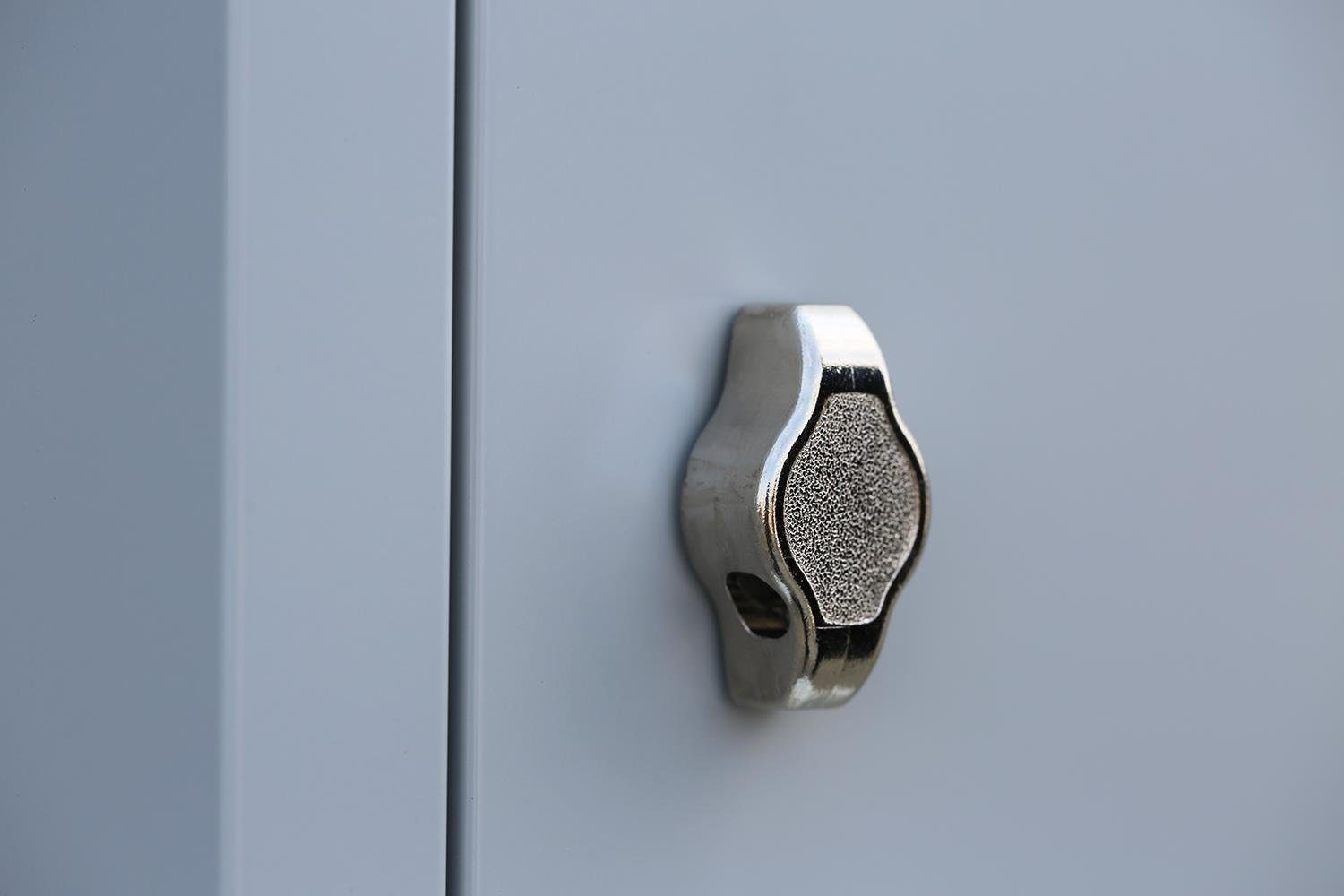 Steelboxx Mehrzweckschrank Lüllmann® Türen: RAL 500 - montiert 500 mm Montage Mehrzweckspind, x Korpus: Komplett verschweißt RAL x / lichtgrau (1-St) keine 7035 7035 Abteile, erforderlich lichtgrau 2 und 1800