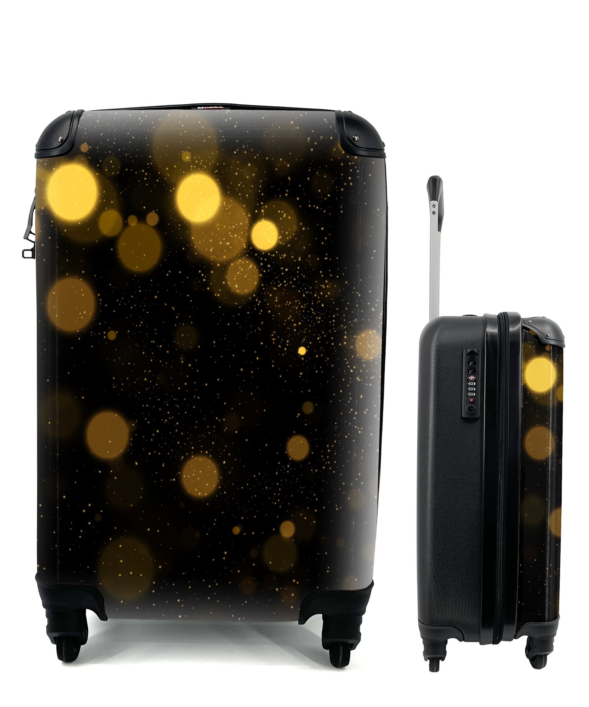 MuchoWow Handgepäckkoffer Gold - Abstrakt - Luxus - Schwarz, 4 Rollen, Reisetasche mit rollen, Handgepäck für Ferien, Trolley, Reisekoffer