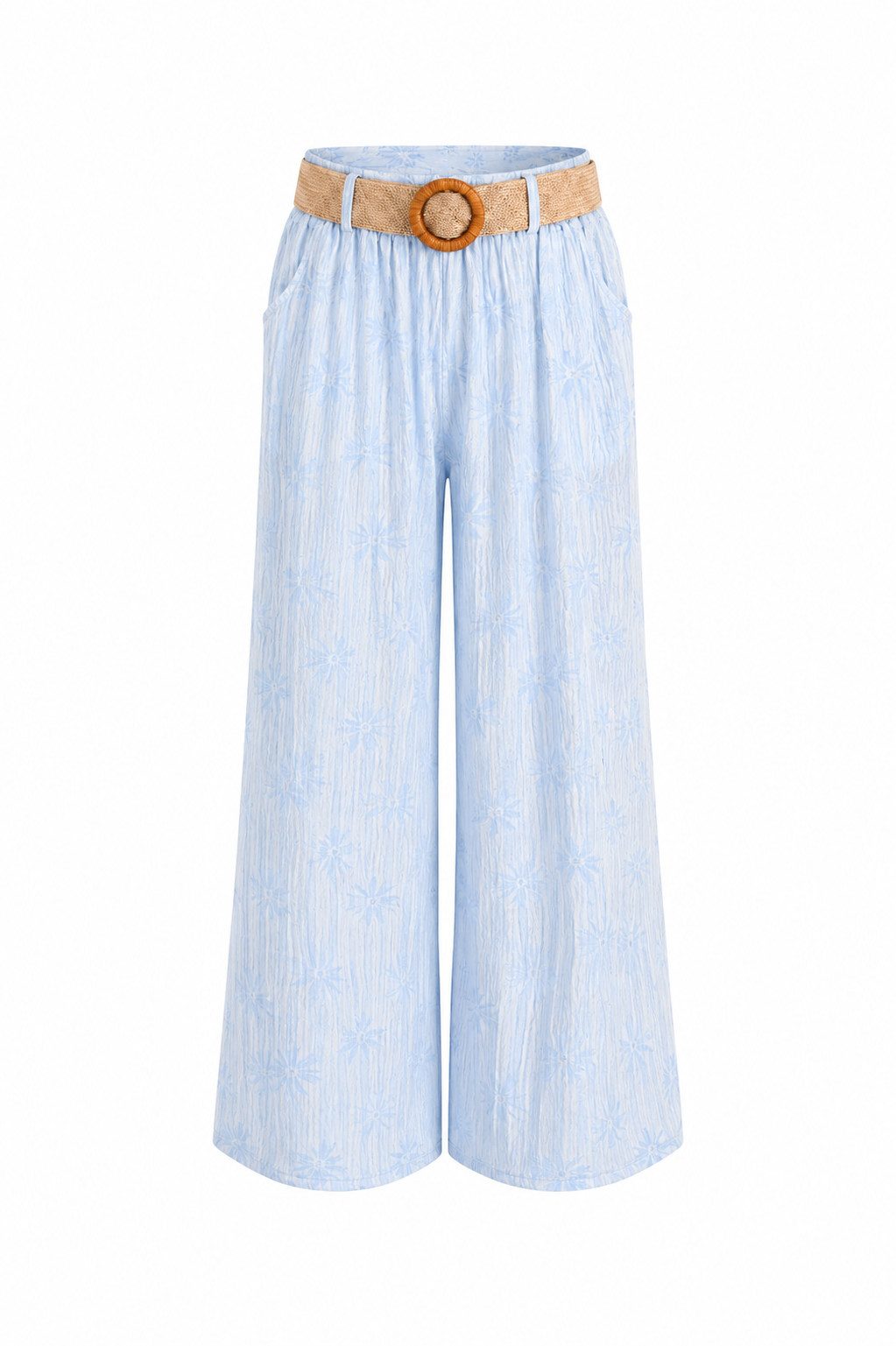 Mississhop Palazzohose Damen Palazzo Hose mit weitem Bein und elastischem Bund mit Gürtel S/M
