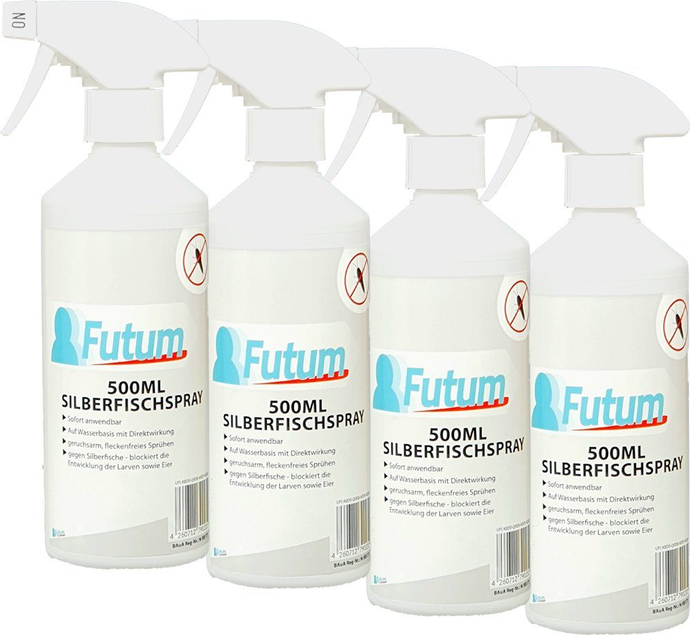 FUTUM Insektenspray Silberfisch Spray Mittel gegen Silberfische bekämpfen, 2 l, auf Wasserbasis, geruchsarm, brennt / ätzt nicht, mit Langzeitwirkung