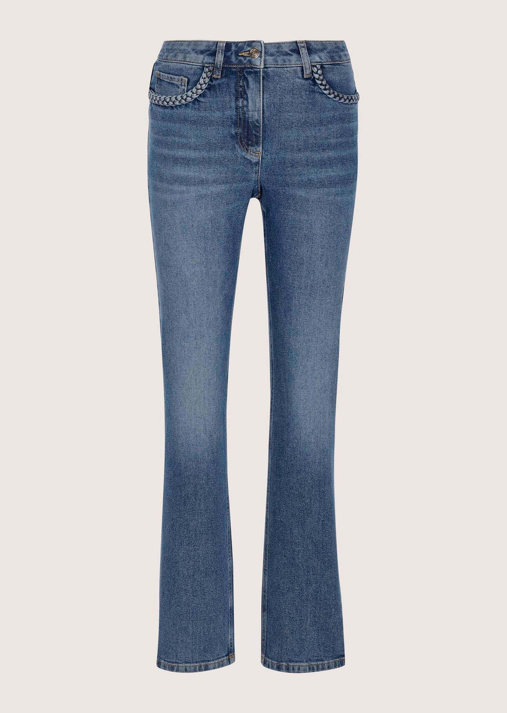 Gerade Jeans Kurzgröße: Slim-Fit-Jeans mit Formbund