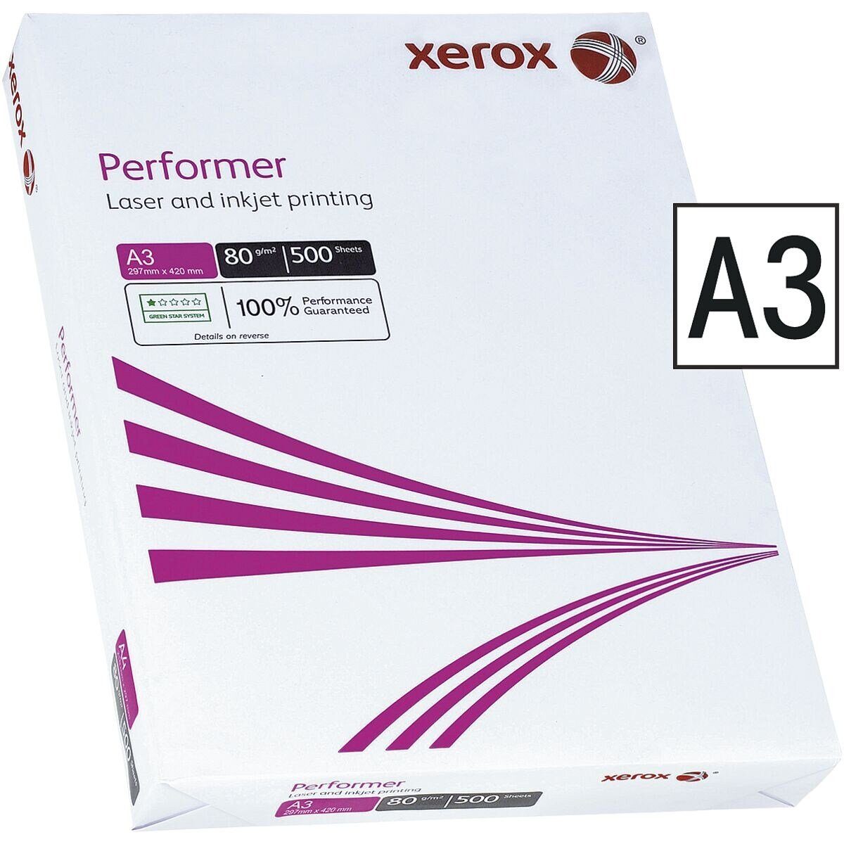 Xerox Druckerpapier Performer, Format DIN A3, 80 g/m², 148 CIE, 500 Blatt
