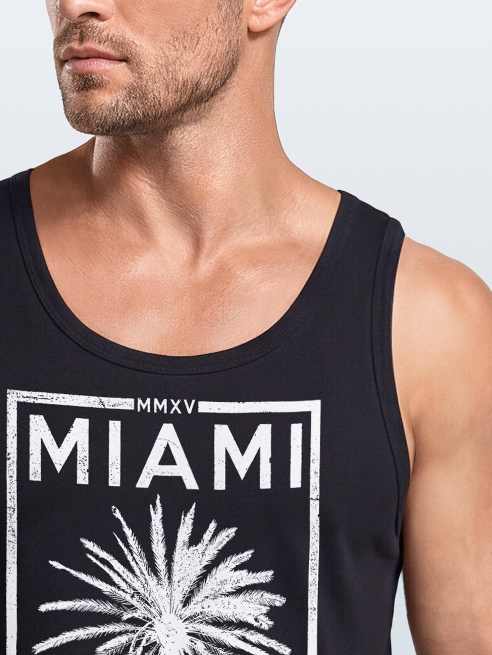 Neverless Tanktop Herren Tank Top Miami Beach Palmen Skyline Neverless® mit Print