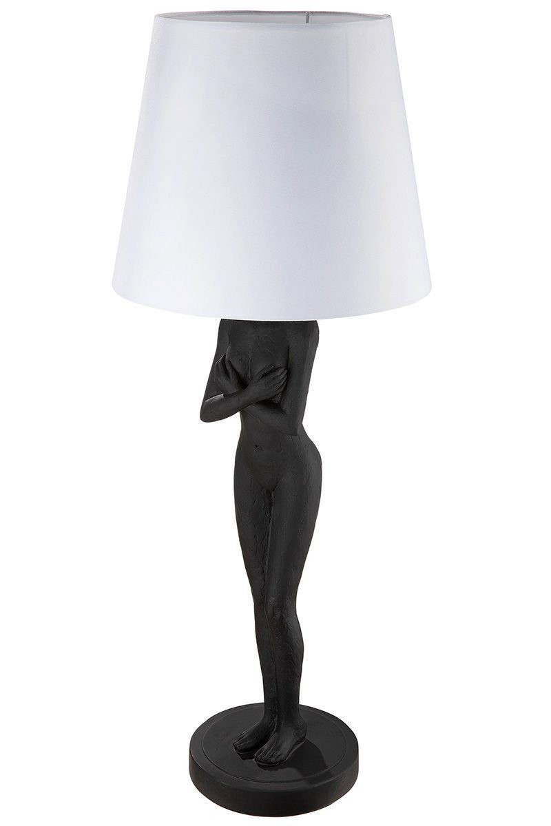 matt GILDE White Lady Kunsthar aus Dekoobjekt and Lampenschirm schwarz weiß Lampe Black