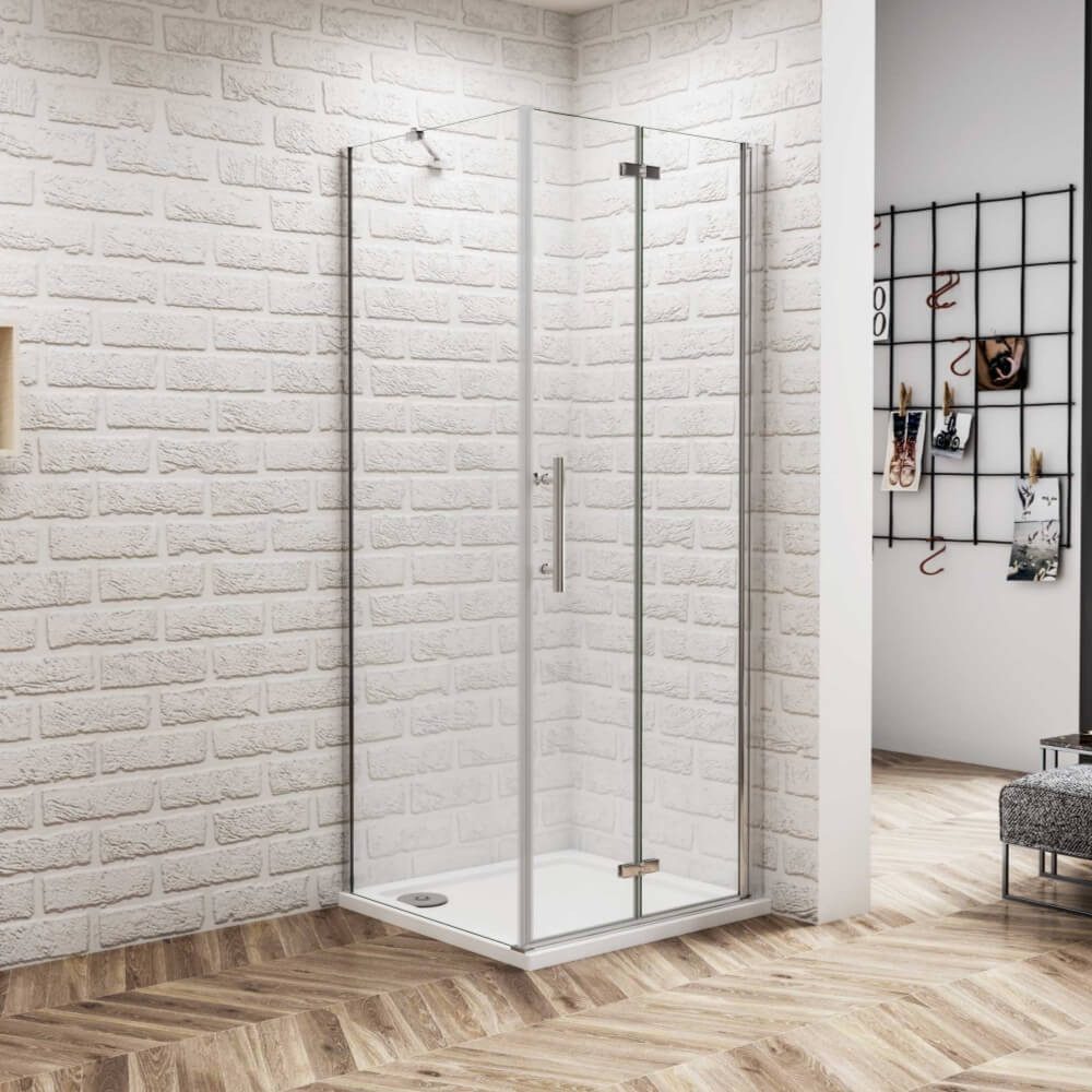 AICA Eckdusche 185cm Scharniertür Schwenktür mit Seitenwand Duschkabinen, BxT: 70x70 cm, ebenerdiger Einbau möglich,mit Drehtür