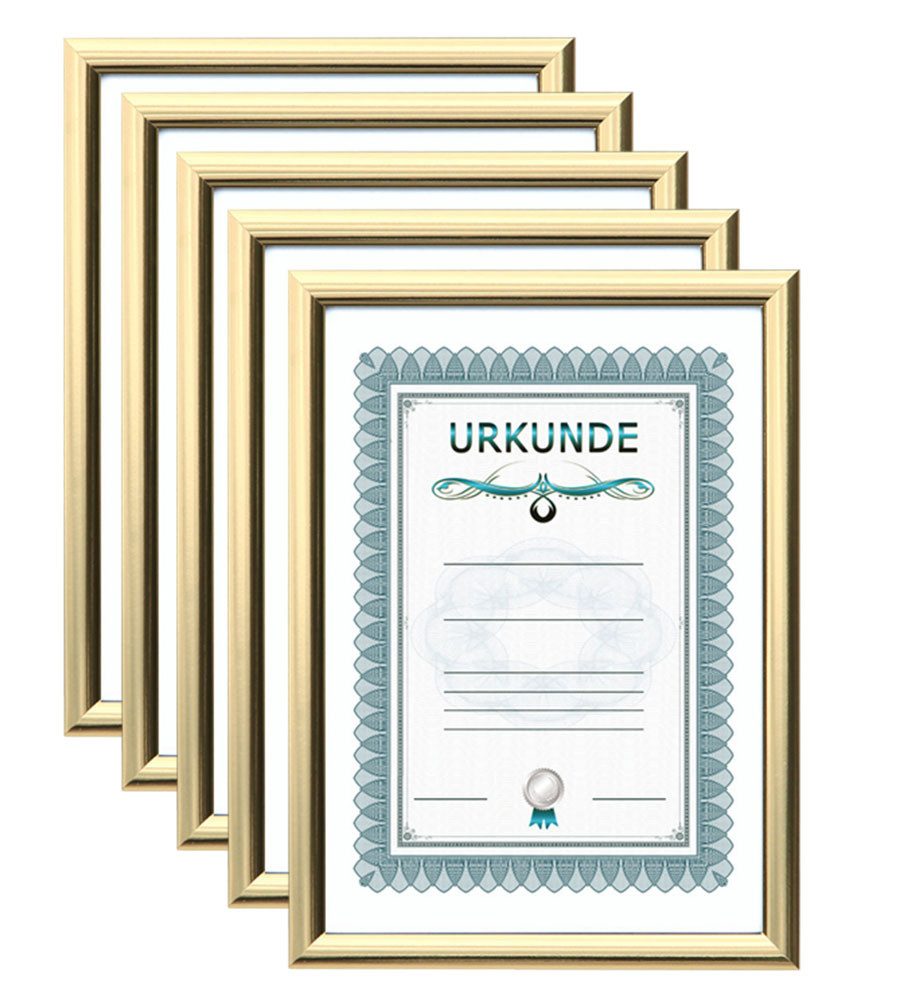 IDEAL TREND Bilderrahmen 2er 3er 5er 10er Pack Dokument Bilderrahmen 21x29,7 DIN A4 Urkunde Fot, für 5 Bilder (5 St)