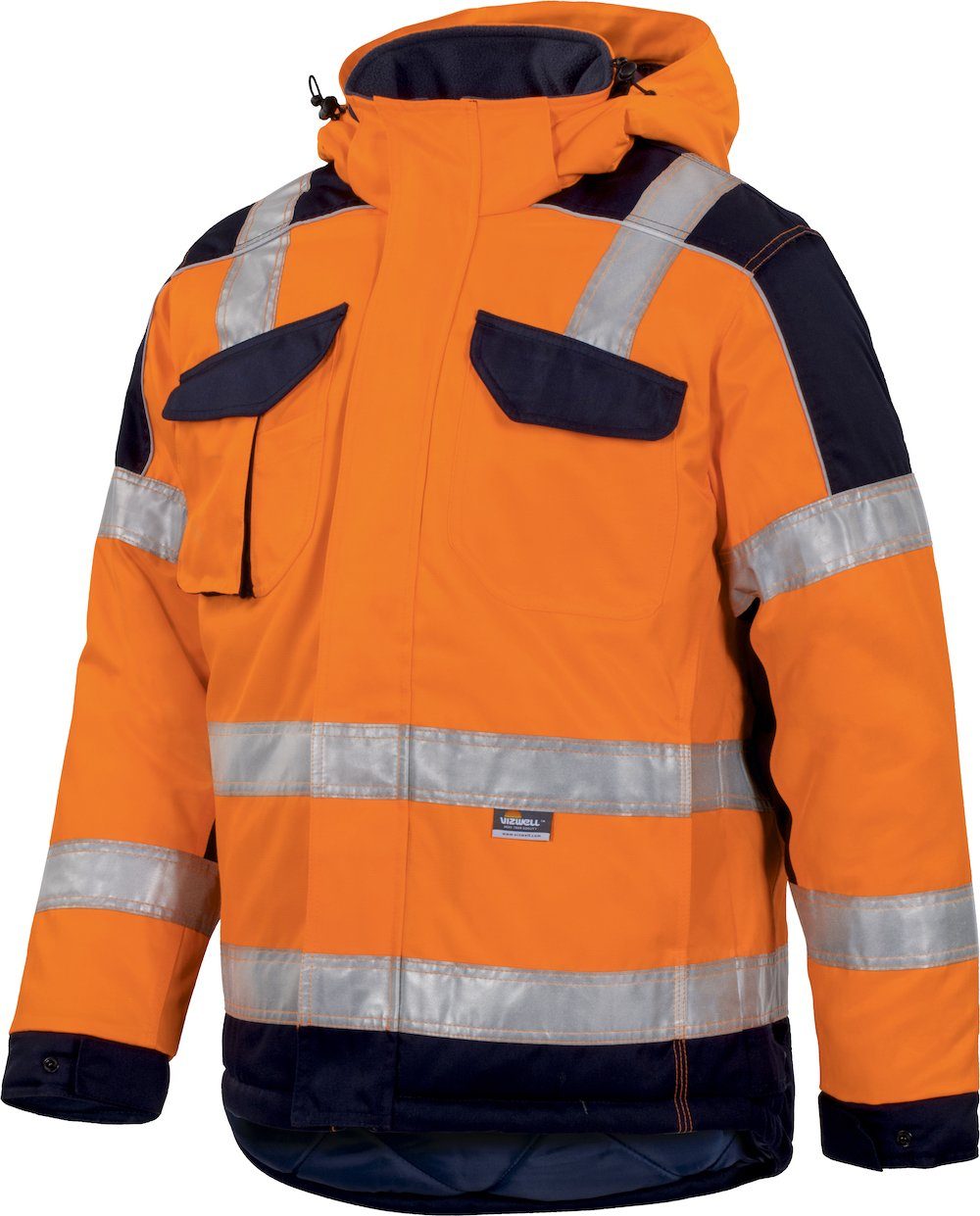 vizwell Arbeitshose Arbeitsjacke Warnschutz-Kontrast-Jacke Größe S (1-tlg)