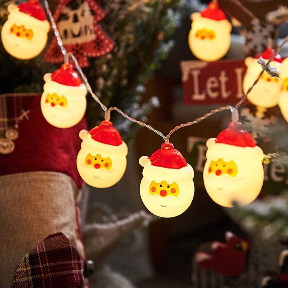 MUPOO LED-Lichterkette LED Lichterkette Weihnachtsmann/Schneemann Batteriebetrieben, Weihnachtsmann Warmes - Außen, 10 Weiß 1.5M Lichterkette Innen Weihnachtsbeleuchtung LEDs