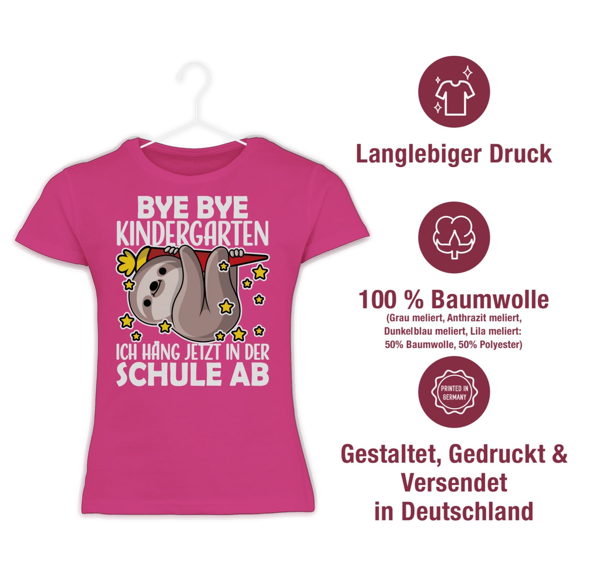 Kindergarten Mädchen Bye 1 Einschulung Fuchsia Shirtracer T-Shirt Bye