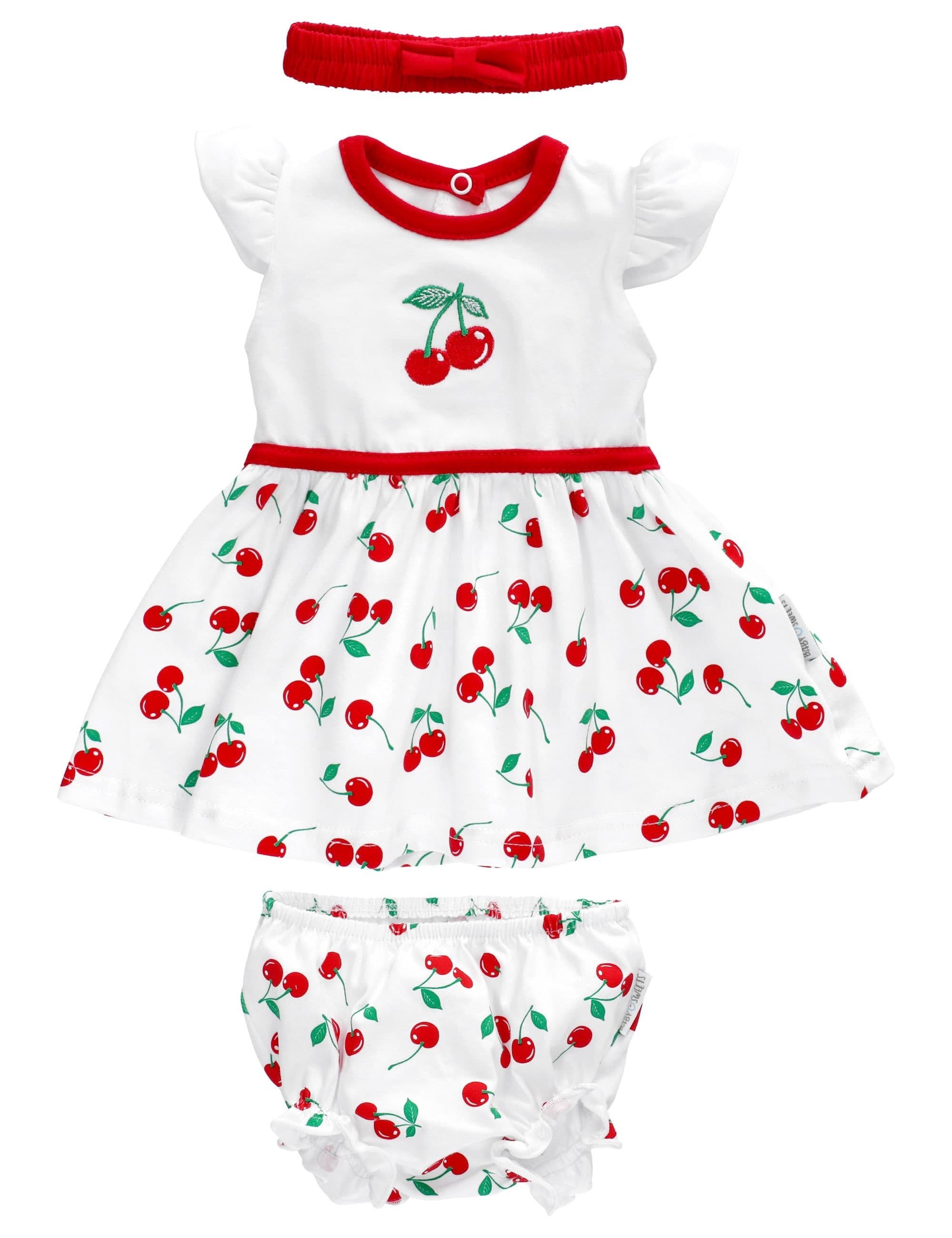 Baby Sweets & Leggings Set Kirschen Teile) 3 Kleid, (Set, 1-tlg., Haarband