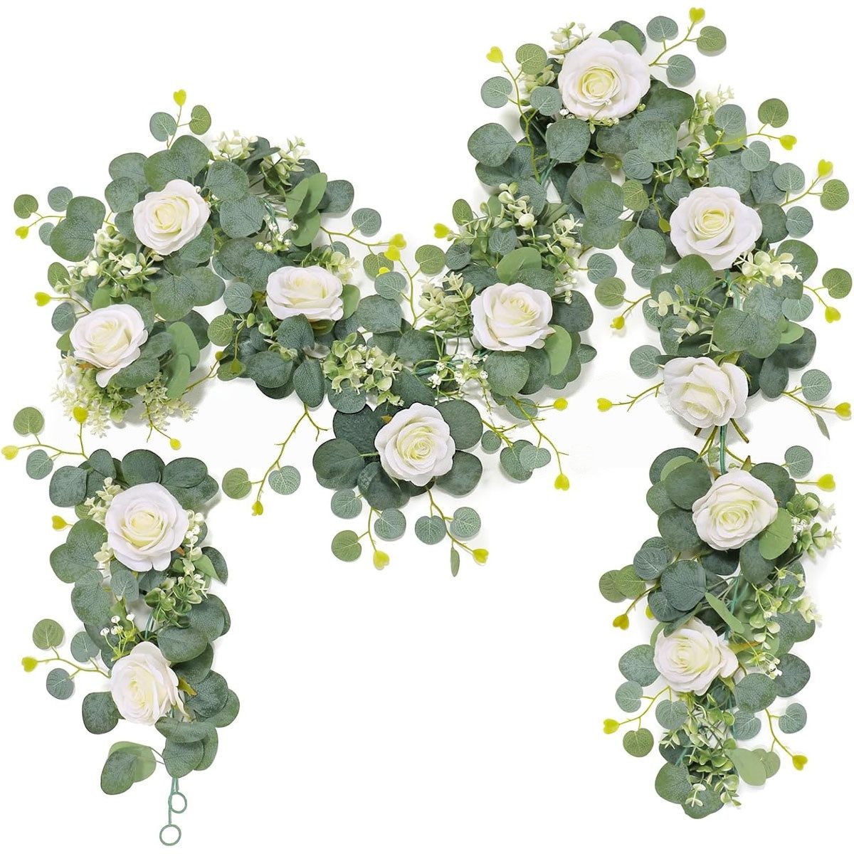 Kunstblumenstrauß Eukalyptus Girlande, Künstliche Girlande Pflanze 1,8m Hängend Deko, Agger, Eukalyptusranke für Hintergrund Hochzeit Bogen