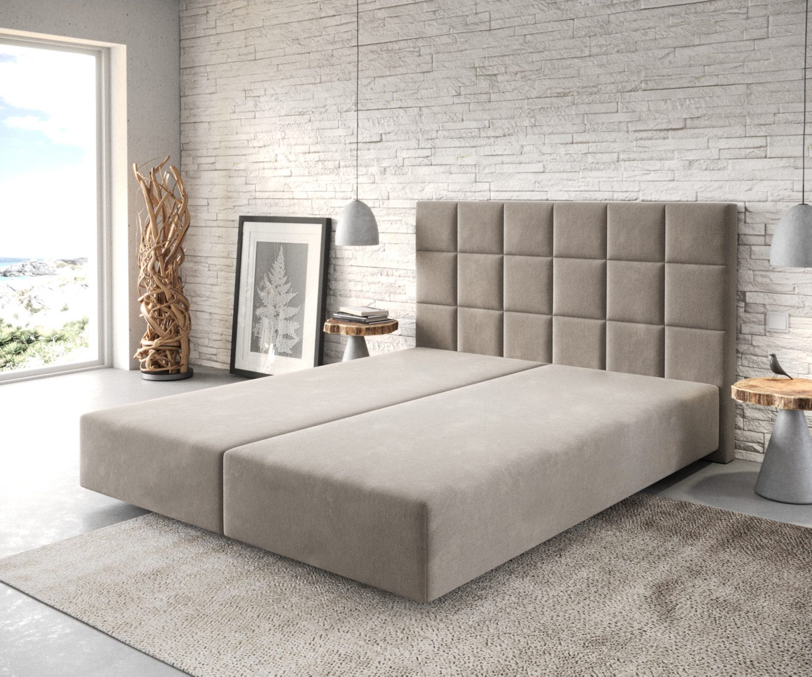 DELIFE Bettgestell Dream-Fine, Mikrofaser Beige 160x200 cm