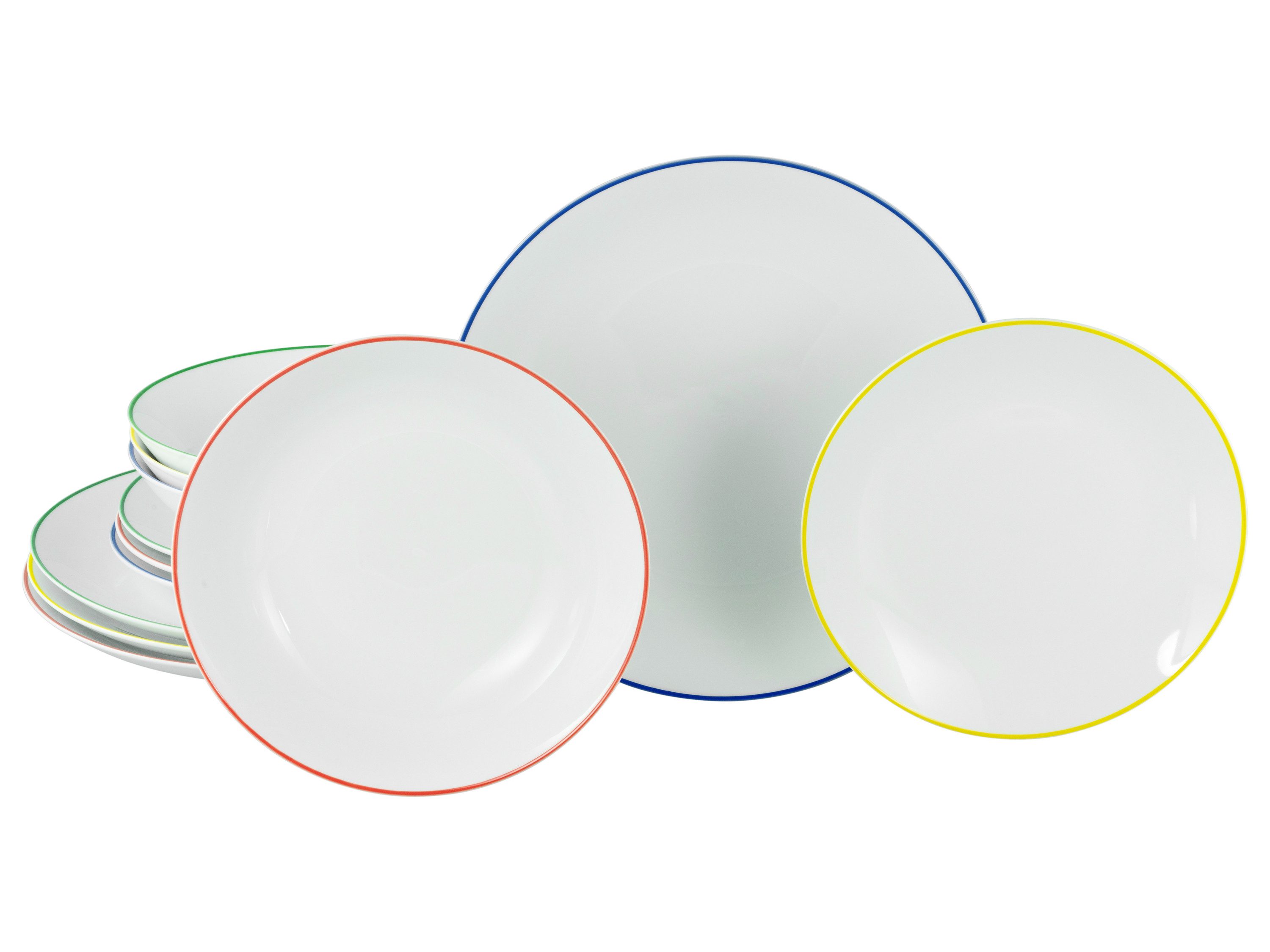 CreaTable Tafelservice Luna Color Line Color Line (12-tlg), 4 Personen, Porzellan