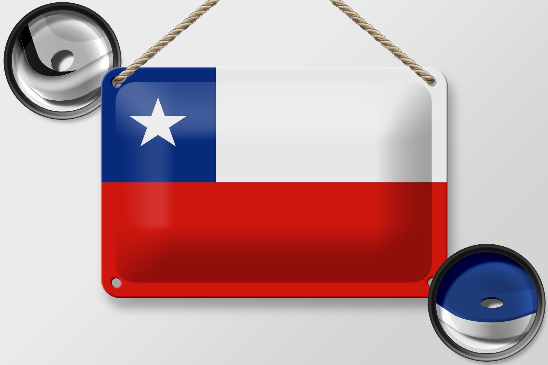 Femer GmbH Metallschild Flagge Chiles 18x12cm Flag of Chile, (1 St), gewölbte Oberfläche, abgerundete Ecken, umgeschlagene Kanten
