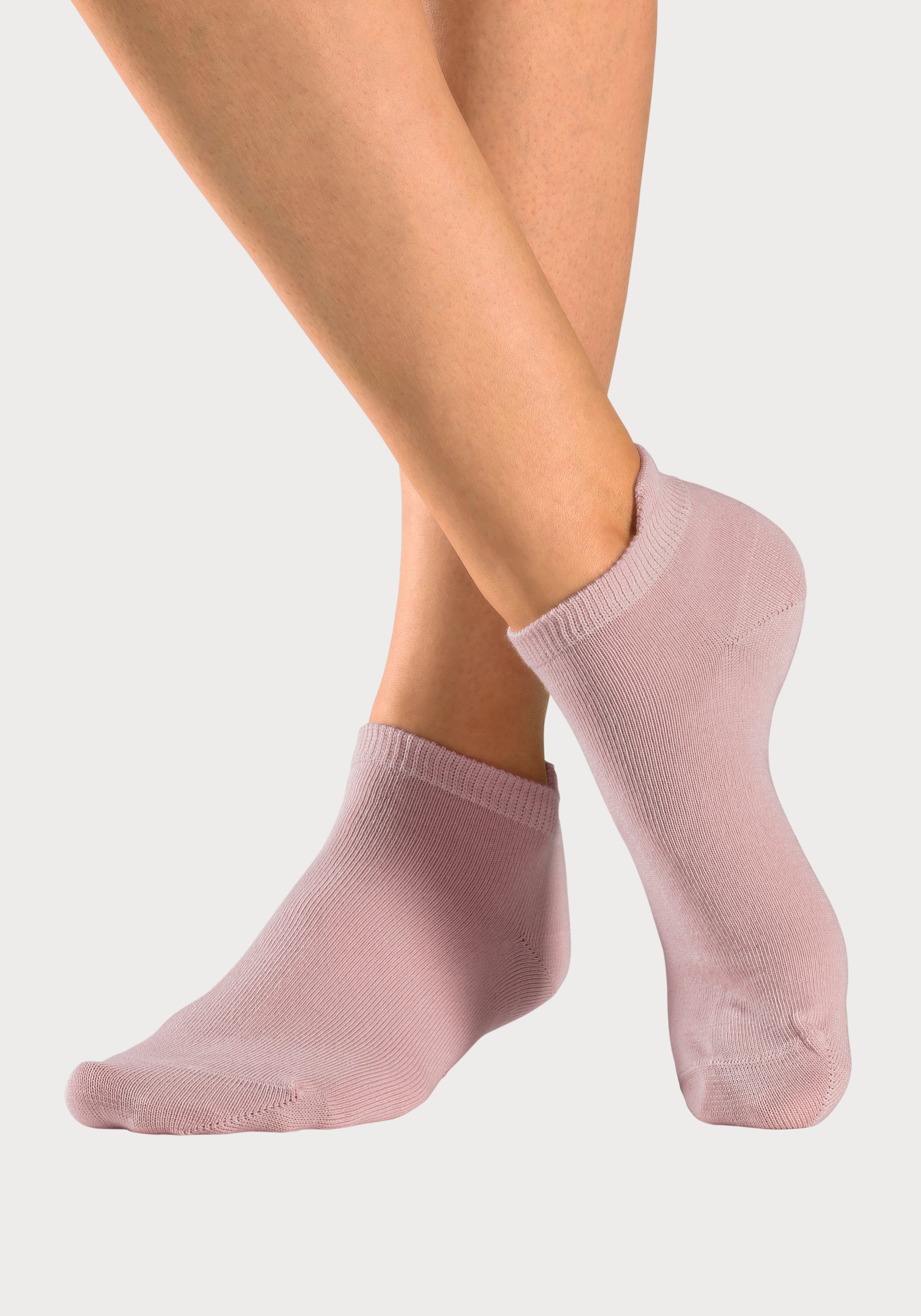 Bündchen meliert, mit 2x verlängertem 8-Paar) weiß, pink, Sneakersocken grau rosa hinten (Packung, 1x H.I.S 2x 1x 2x hell schwarz,