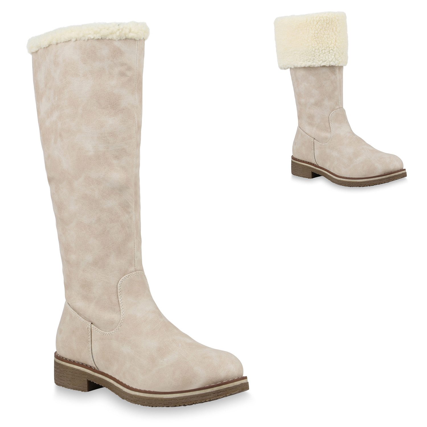 VAN HILL 820371 Winterstiefel Eleanor Damen Winterstiefel mit modischem Blockabsatz und Kunstfell