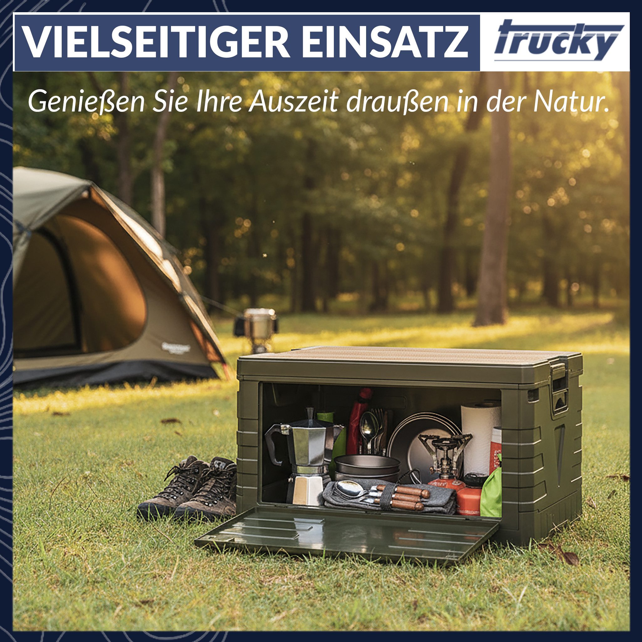 Trucky Faltbox Storage Box Camping Klappbox Klappkiste faltbar Grün Auswahl – Bild 3 von 5