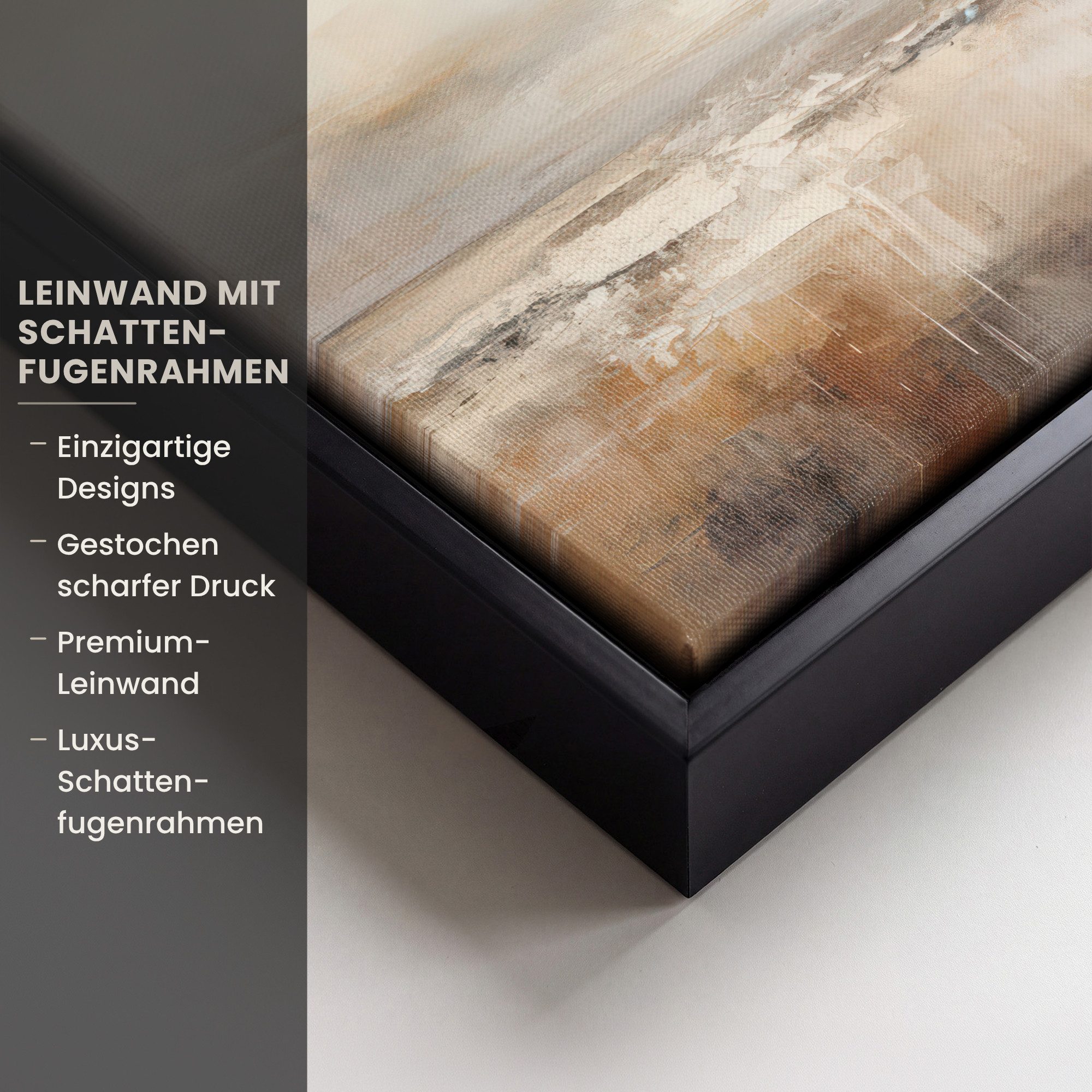 OneMillionCanvasses® Leinwandbild mit Rahmen - Kunst - Industriell - Grau - Braun - Abstrakt, Fotodruck (1 St), Schlafzimmer Deko Aesthetic, Bilder über Bett, 20x20cm