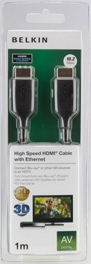 Belkin Belkin HDMI Kabel 1m HIGHSPEED vergoldete Kontakte Monitor Bildschirm HDMI-Kabel