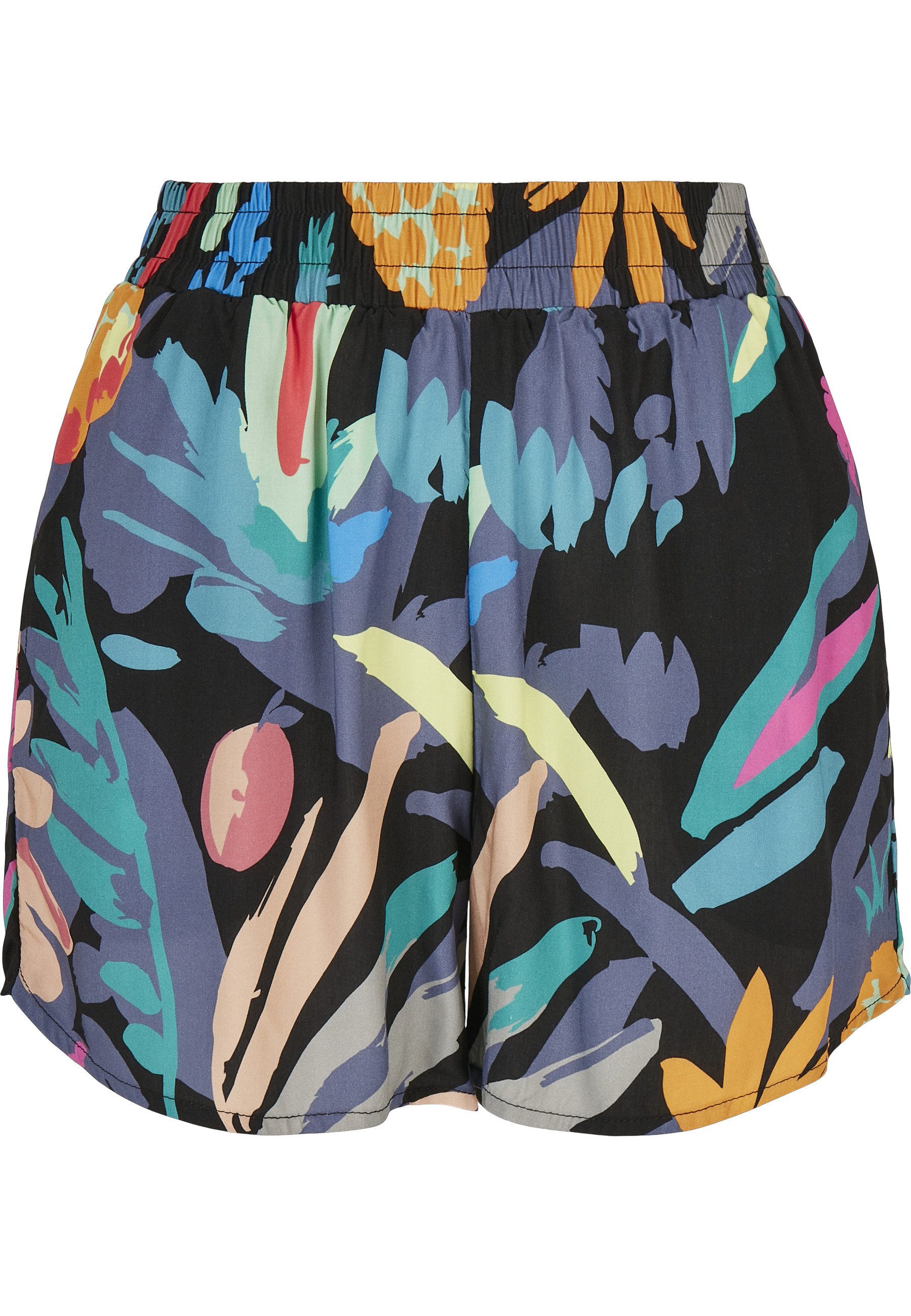 URBAN CLASSICS Stoffhose Urban Classics Damen Ladies AOP Viscose Resort Shorts (1-tlg)