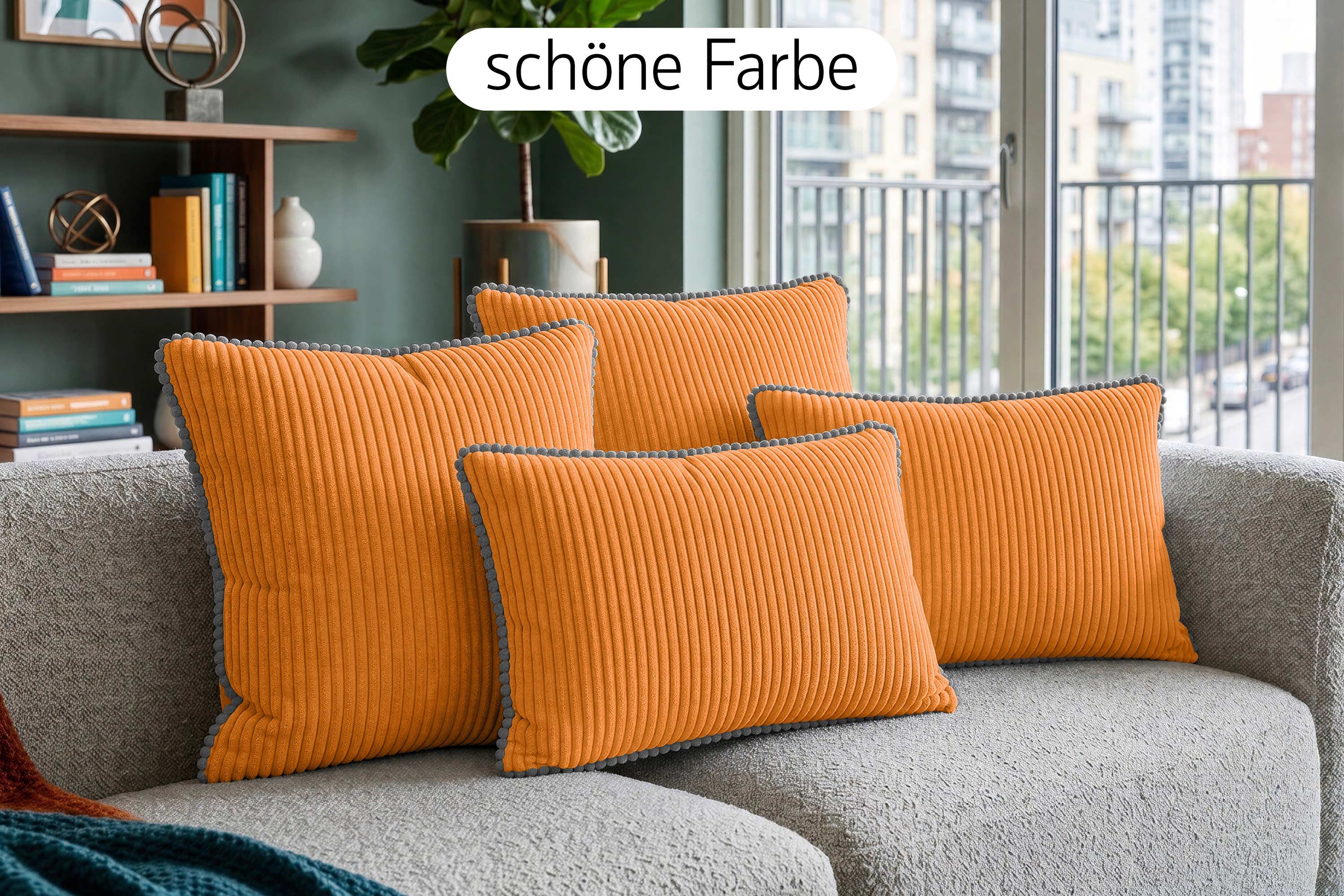 Amilian Dekokissen Sofakissen 4er Set mit Füllung 2x 40x40 cm + 2x 35x45 cm, Hotelverschluss Sofakissen Zierkissen