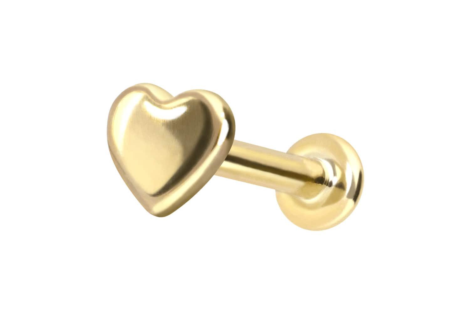 PIERCINGLINE Piercing-Set 14 Karat Gold Labret mit Push Fit HERZ (Labrets, 1-tlg)