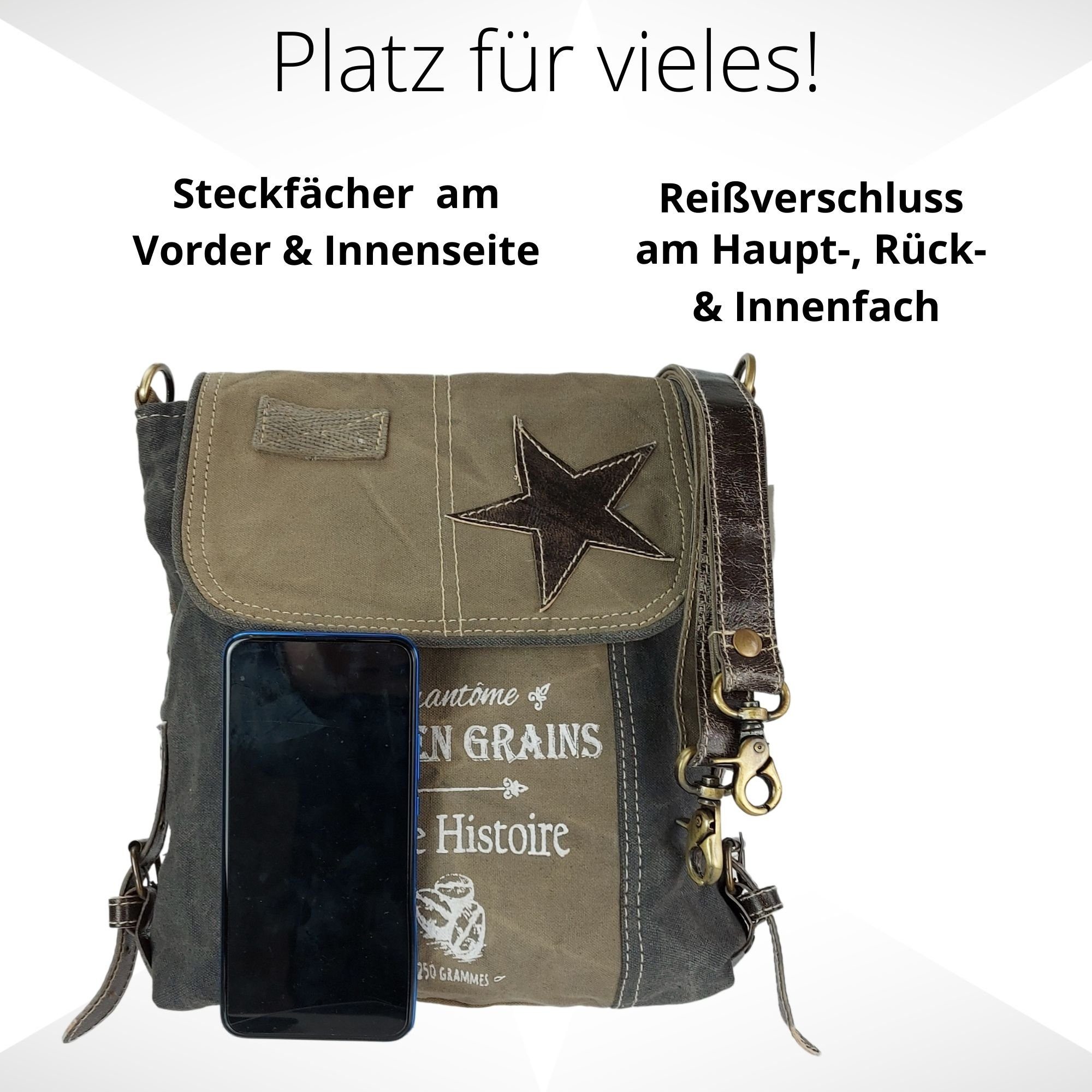 Sunsa Umhängetasche Schultertasche Crossbody Tasche, Damentasche, enthält recyceltes Material, Vintagedruck