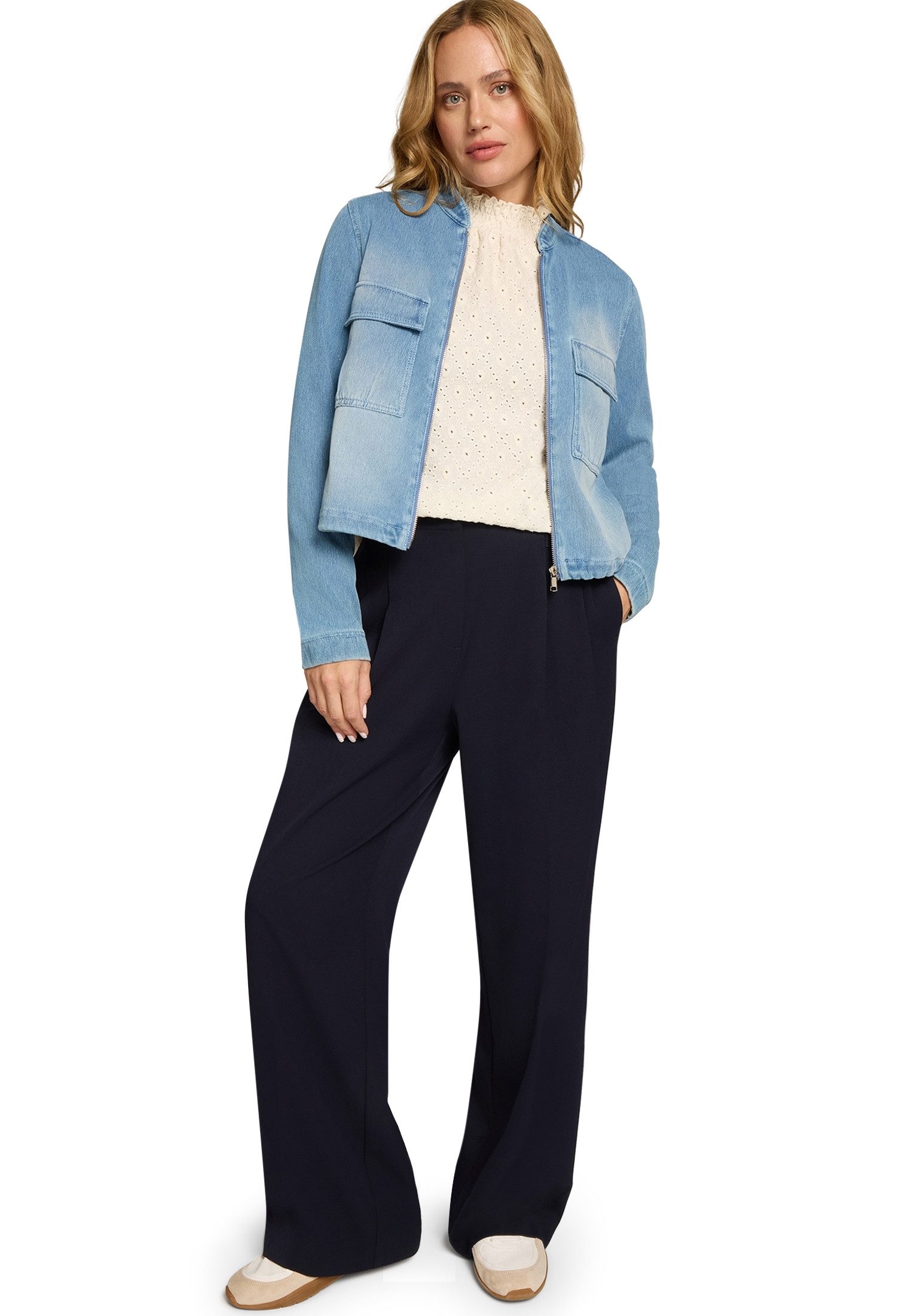 Zero Klassische Bluse Damen mit Lochmuster