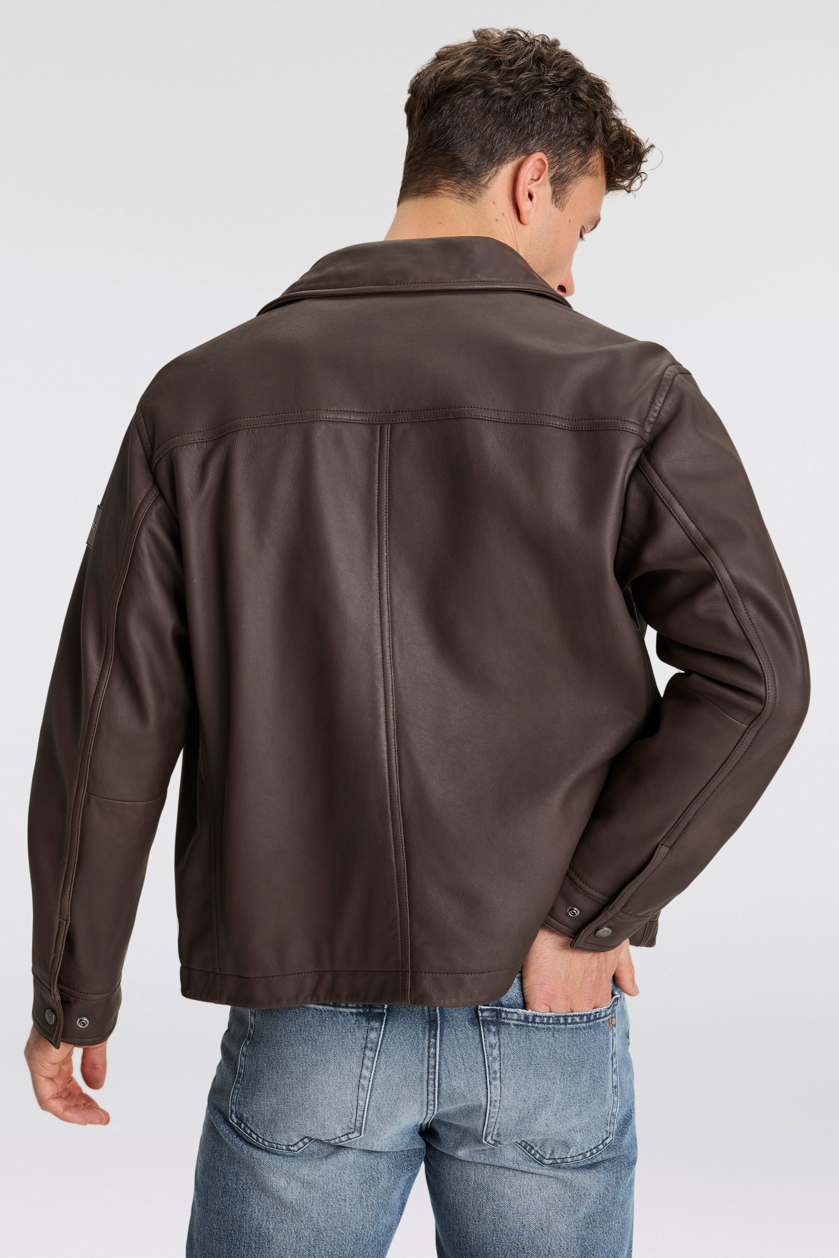 BOSS ORANGE Lederjacke Jericho Markenlabel auf günstig online kaufen