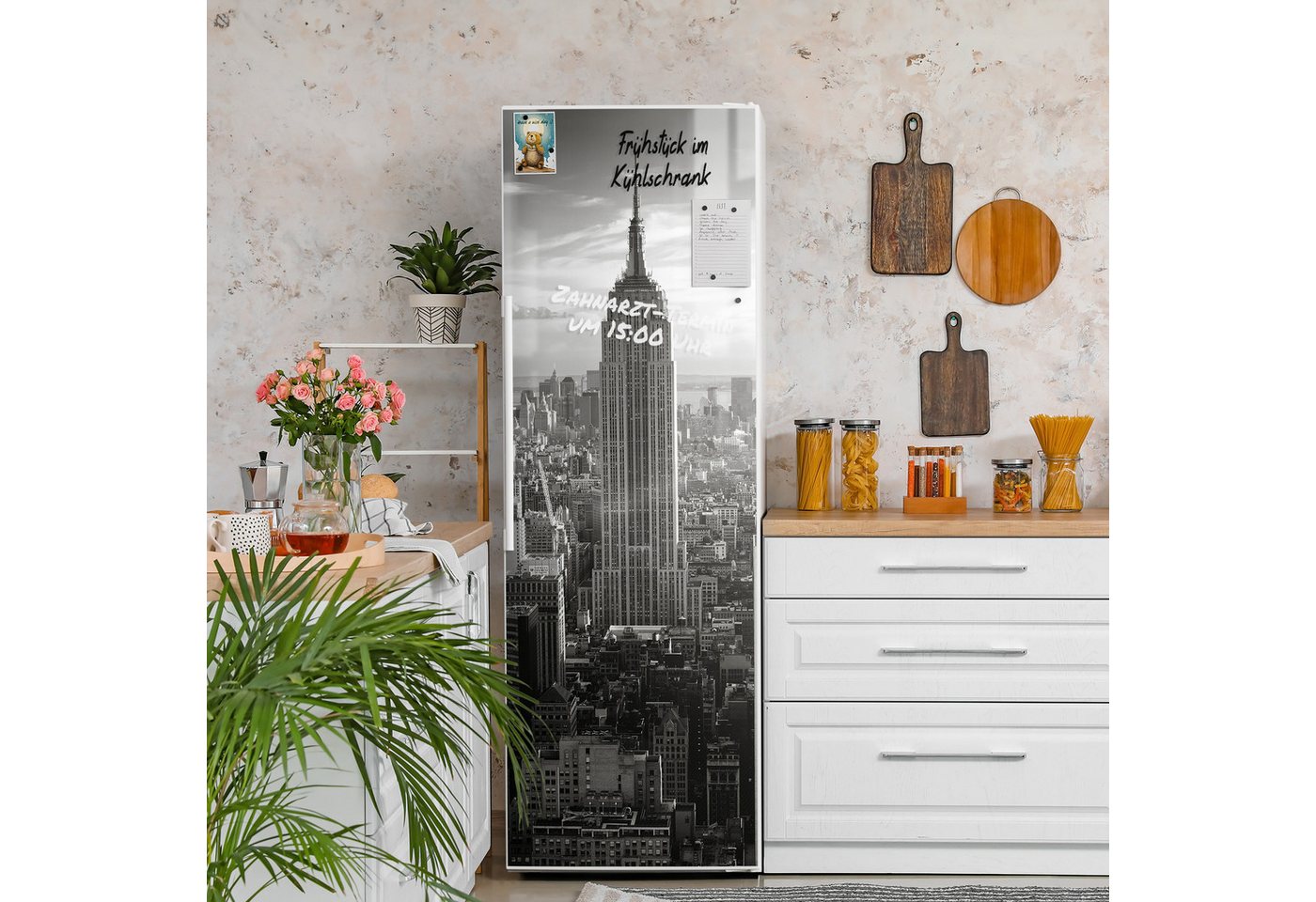 Thumbnail - DEQORI Magnetfolie 'Monochrome Metropole', beschreibbar Kühlschrank Magnetmatte magnetisch Magnetfolie