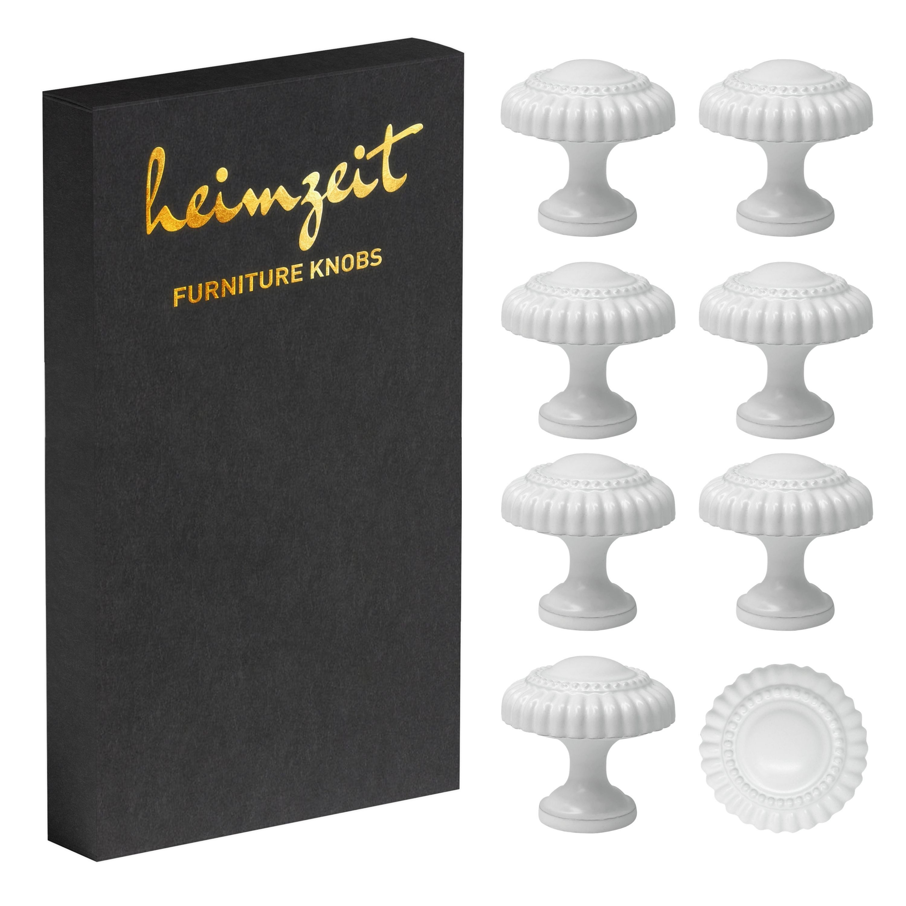 heimzeit Möbelgriff heimzeit Möbelknöpfe Classic - 8 Stück (Set), für Schubladen, Türen und Kommoden, inkl. Schraube