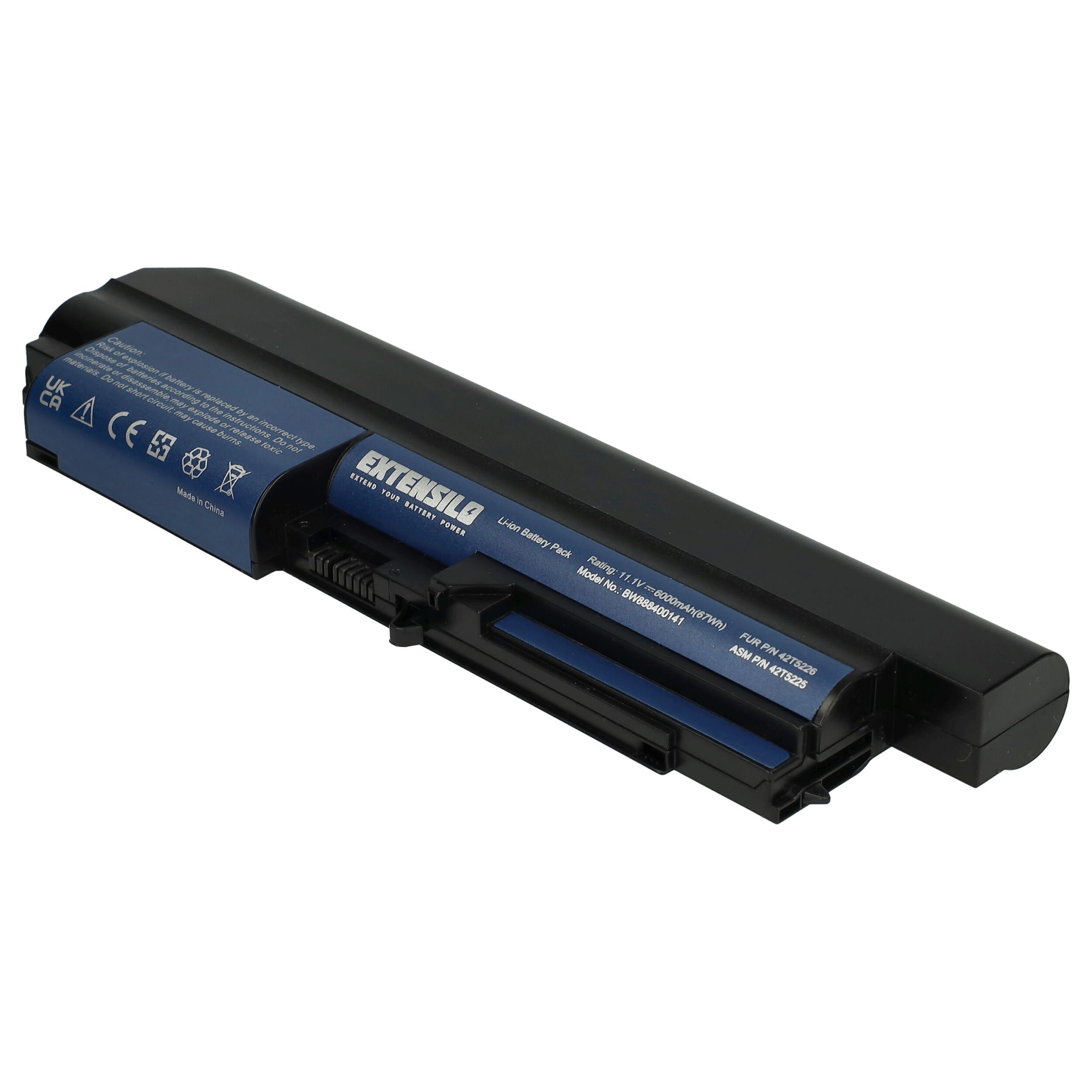 Extensilo passend für Lenovo ThinkPad R61 7737, R61 7738, R61 7742, R61 7743, Laptop-Akku 6000 mAh