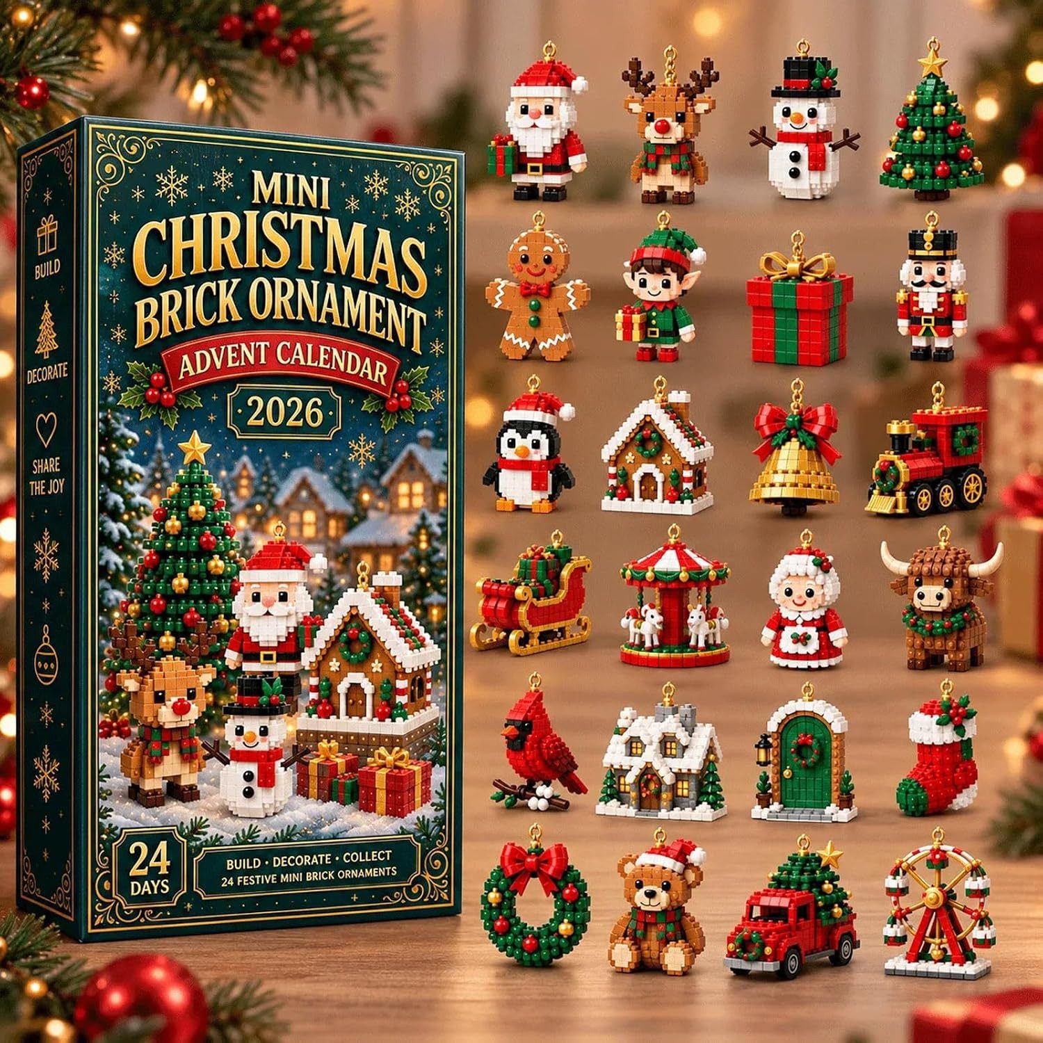 FELIXLEO Adventskalender 24 Tage Mini Christmas Brick Ornament Adventskalender (1-tlg) – Bild 5 von 5