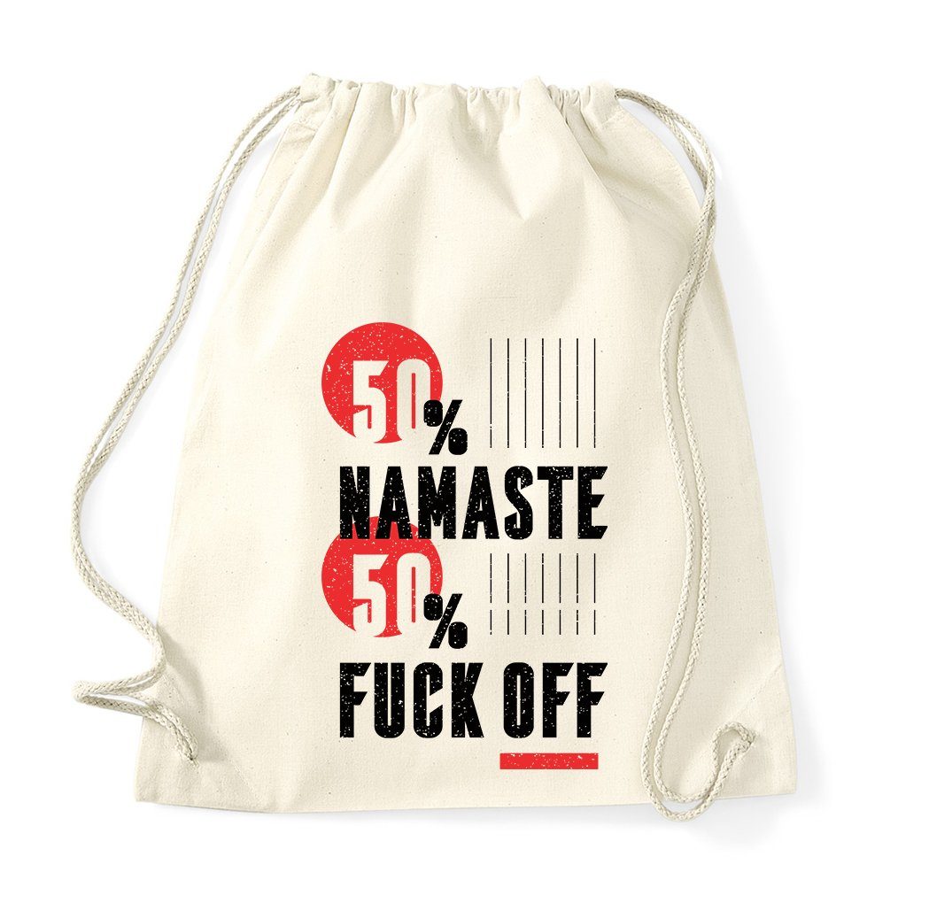 Youth Designz Turnbeutel "50% Namaste, 50% f*ck off" Baumwoll Tasche Turnbeutel, mit modischem Print