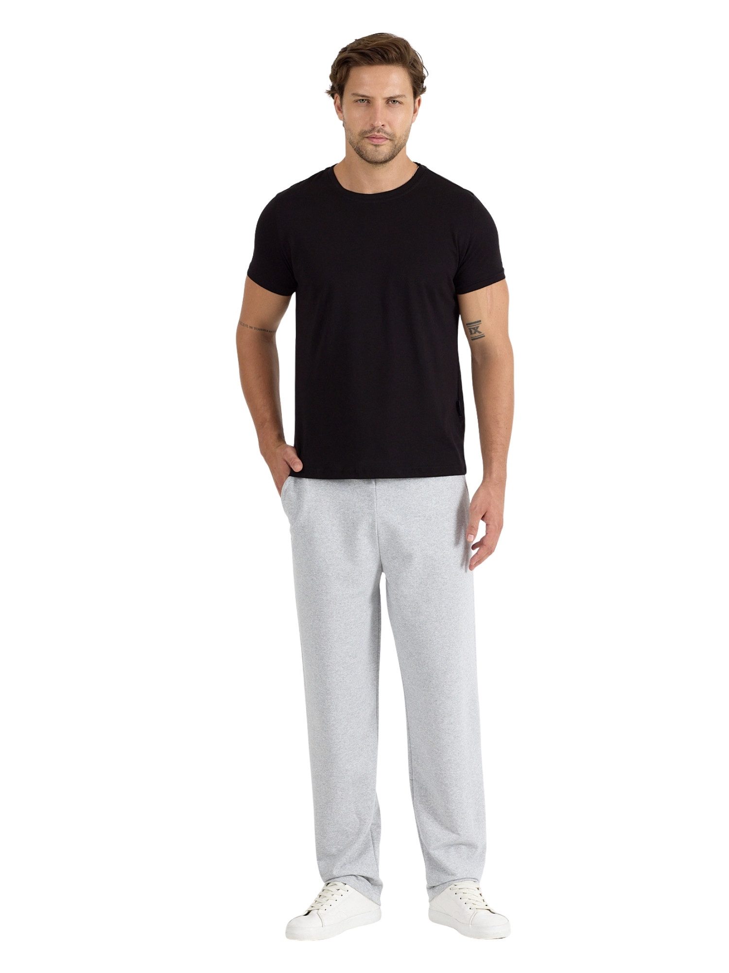 COMEOR Pyjama COMEOR Herren Pyjama Set 2-teilig – Kurzarm T-Shirt & lange Hose mit elastischem Bund, 2-teiliges Set, mit Seitentaschen